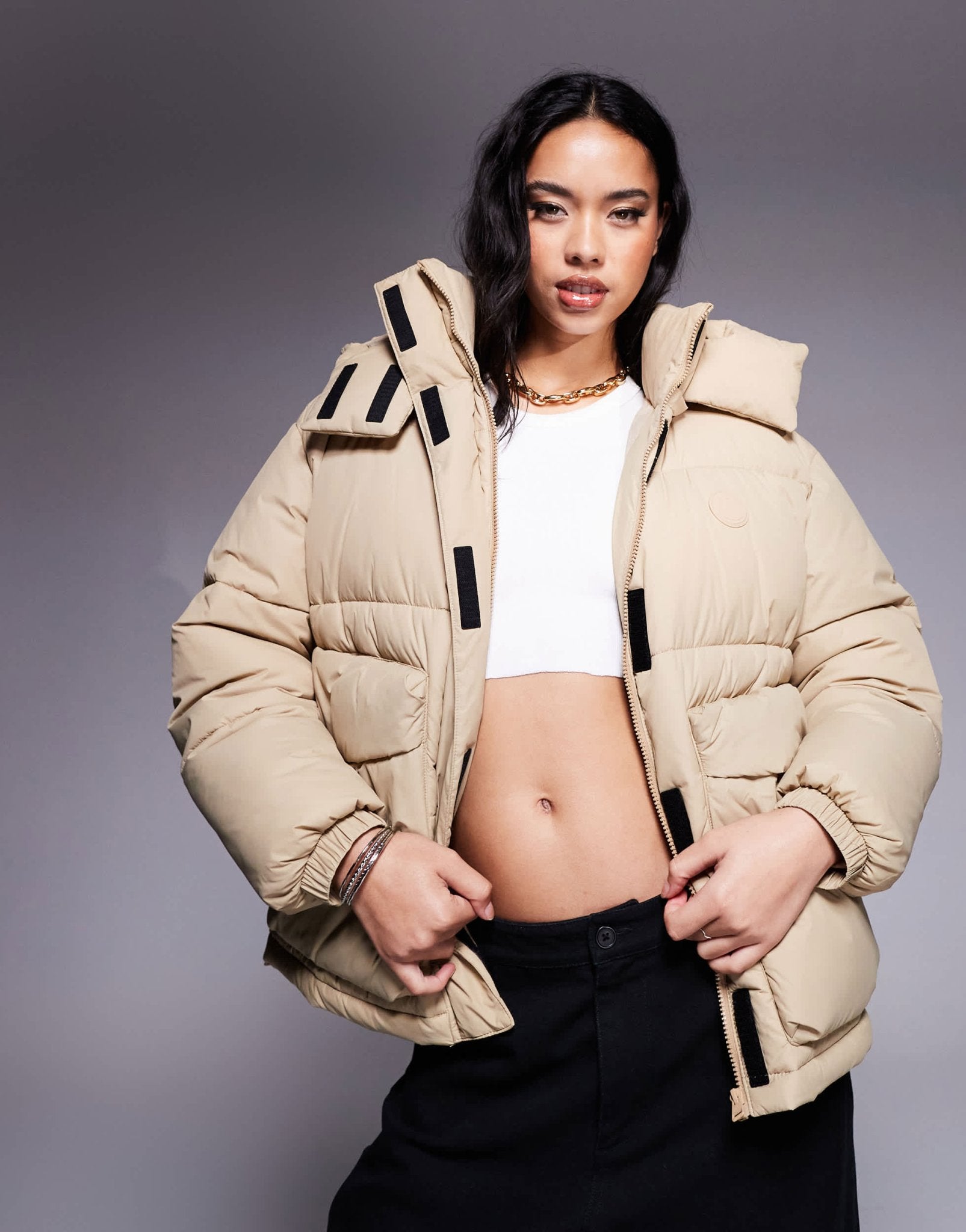 HUGO Blue finley puffer jacket in beige - ASOS Sample Sale EU Store