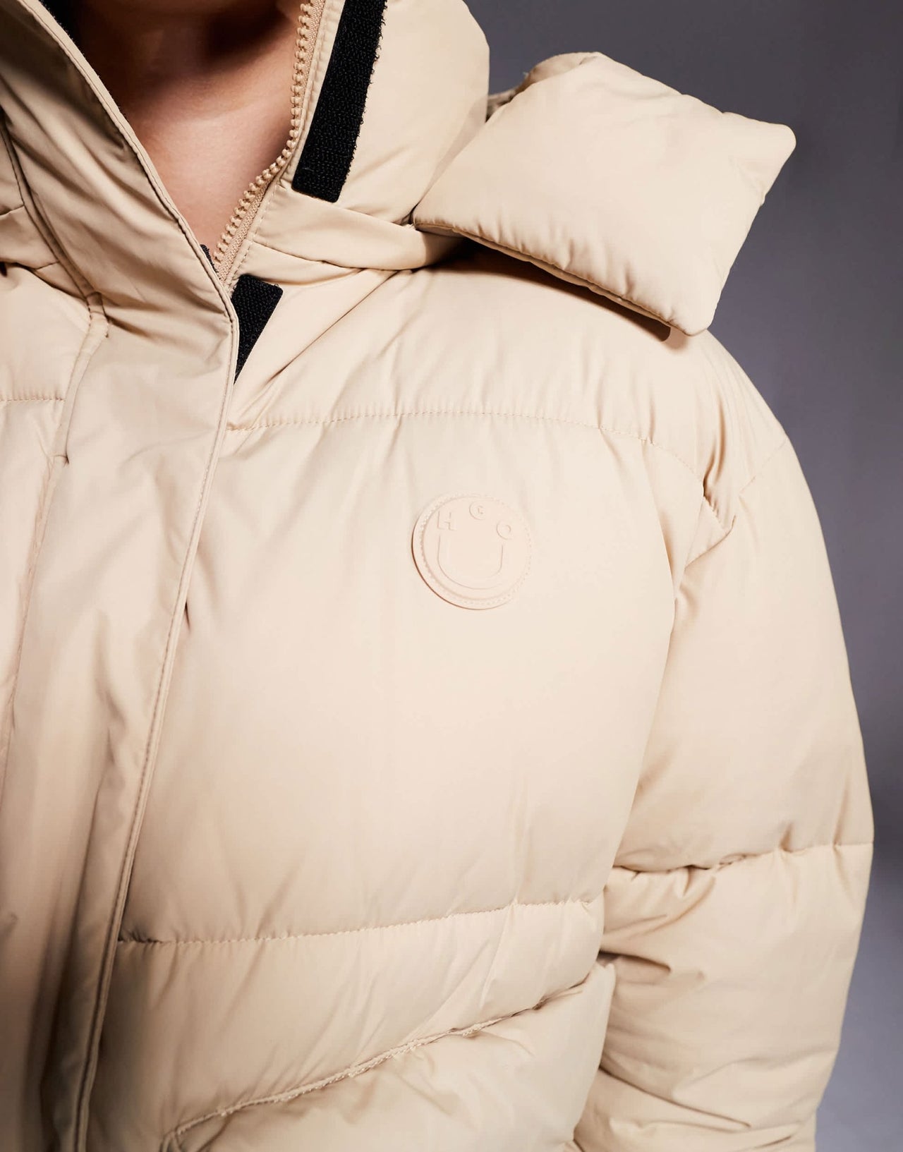 HUGO Blue finley puffer jacket in beige - ASOS Sample Sale EU Store