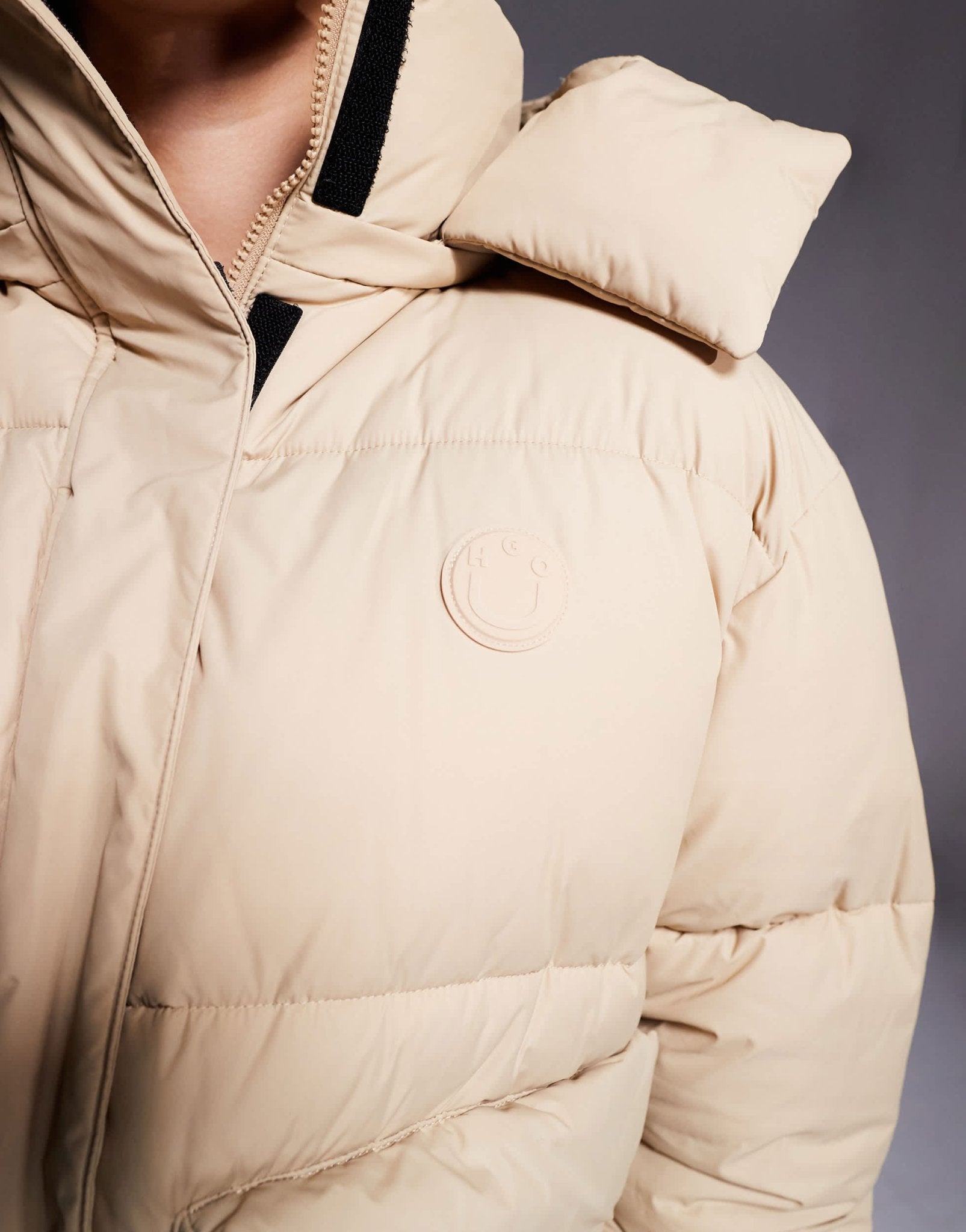 HUGO Blue finley puffer jacket in beige - ASOS Sample Sale EU Store