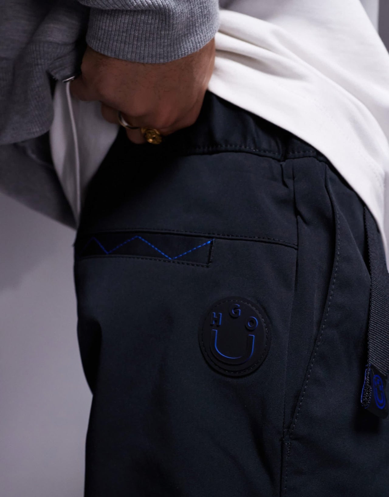 HUGO BLUE Geiko tapered fit trousers in black - ASOS Sample Sale EU Store