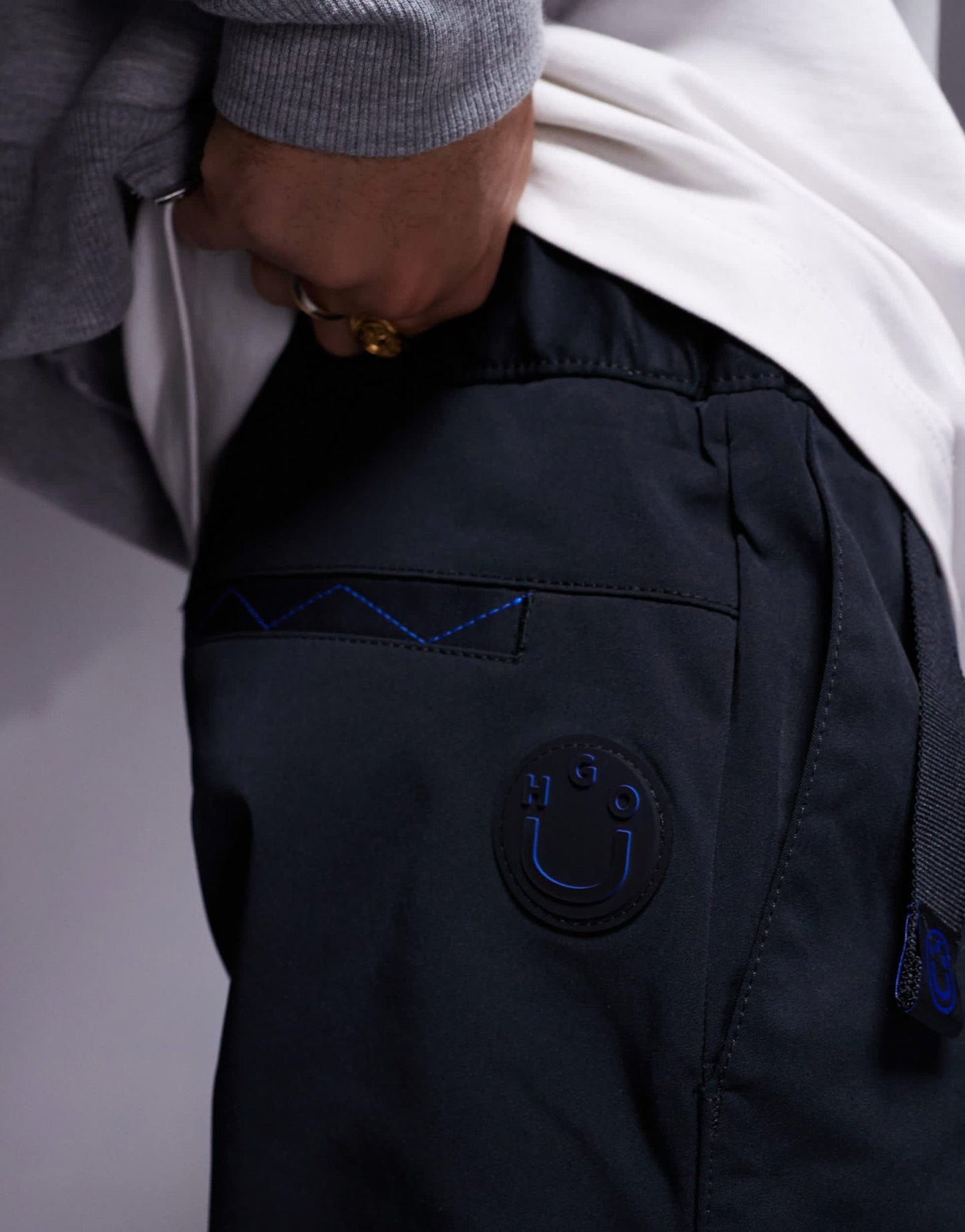 HUGO BLUE Geiko tapered fit trousers in black - ASOS Sample Sale EU Store