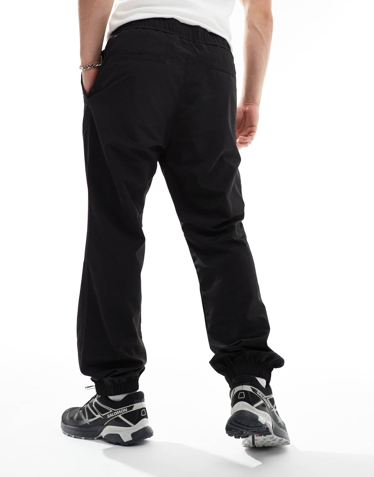 HUGO Blue gerko casual trousers in black with strapping detail - ASOS Sample Sale EU Store
