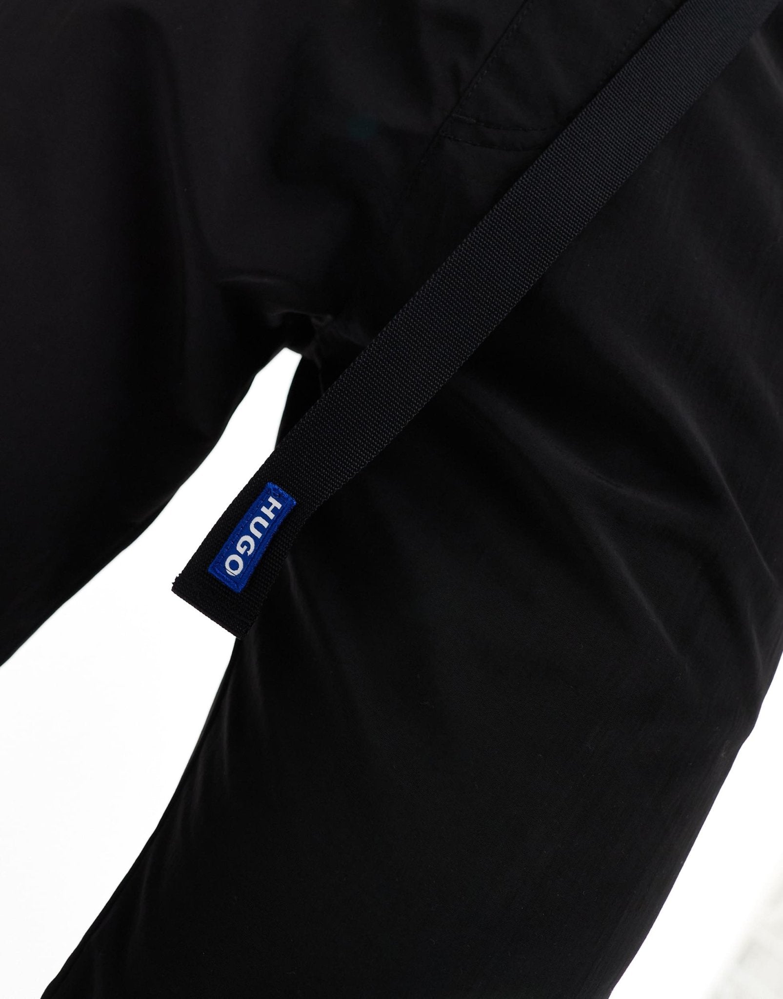 HUGO Blue gerko casual trousers in black with strapping detail - ASOS Sample Sale EU Store