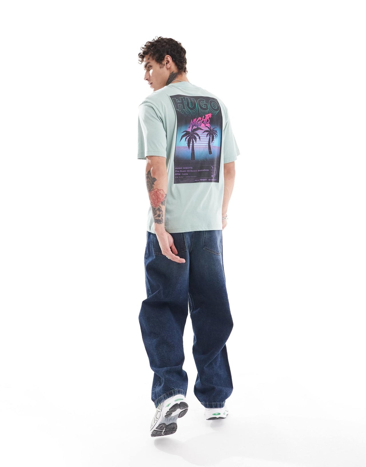 HUGO Blue nassano t-shirt in light green with logo chest print - ASOS Sample Sale EU Store