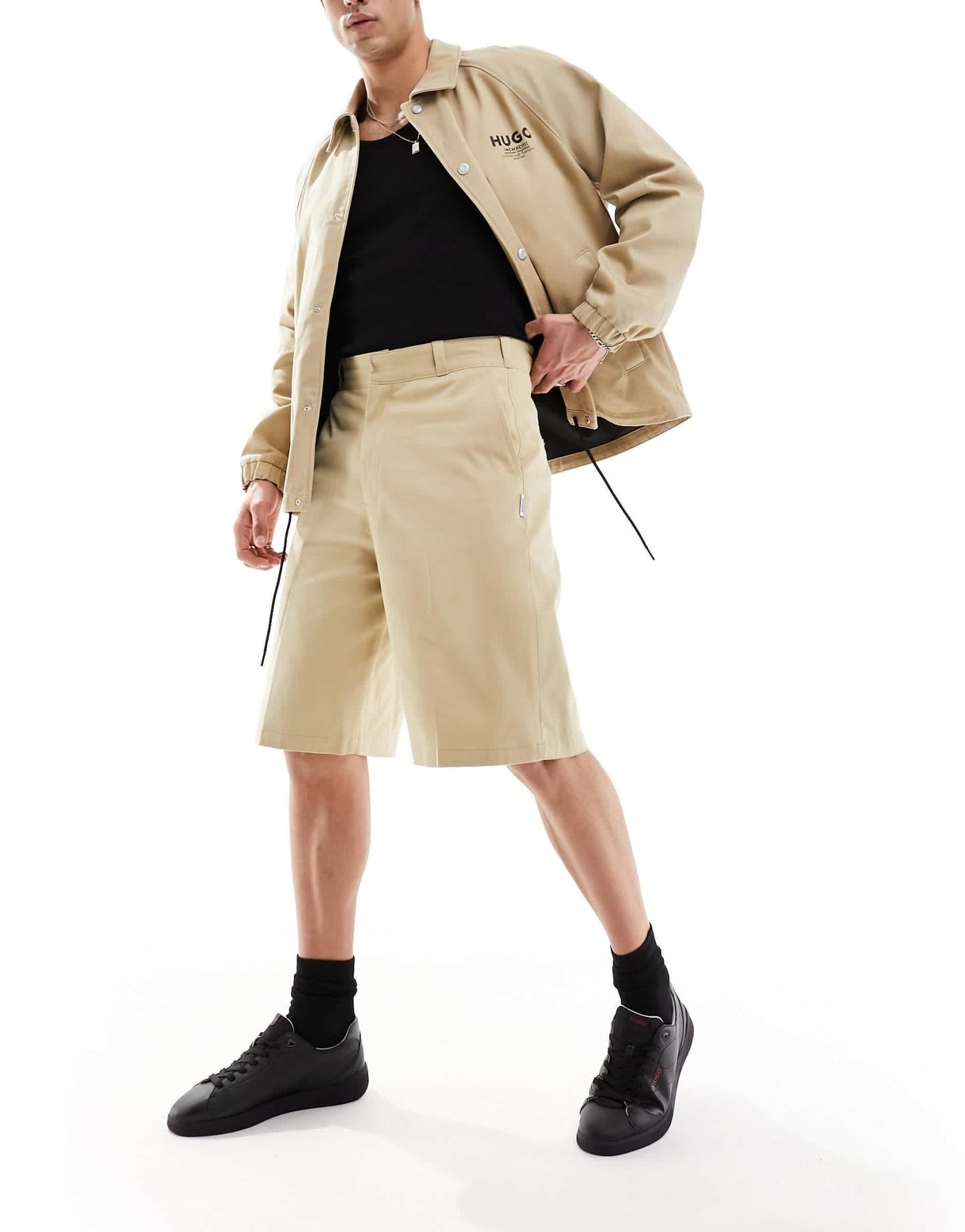 HUGO BLUE relaxed tailored shorts in beige - ASOS Sample Sale EU Store