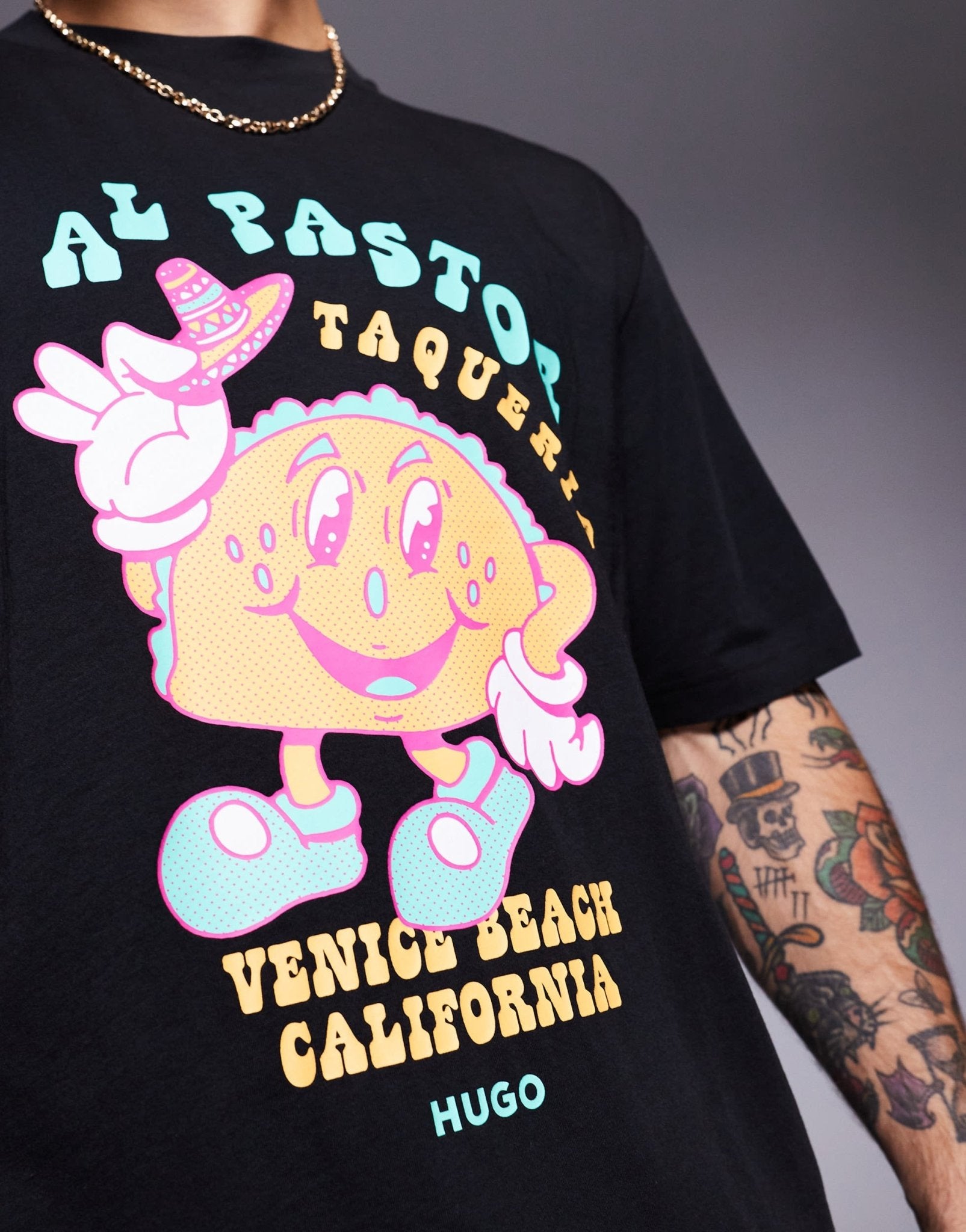 HUGO BLUE taco print t-shirt in black - ASOS Sample Sale EU Store
