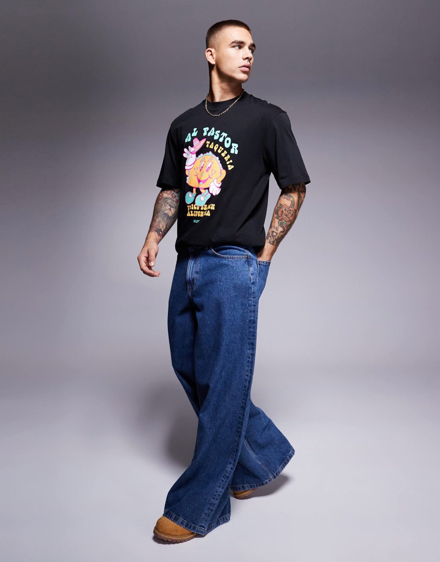 HUGO BLUE taco print t-shirt in black - ASOS Sample Sale EU Store