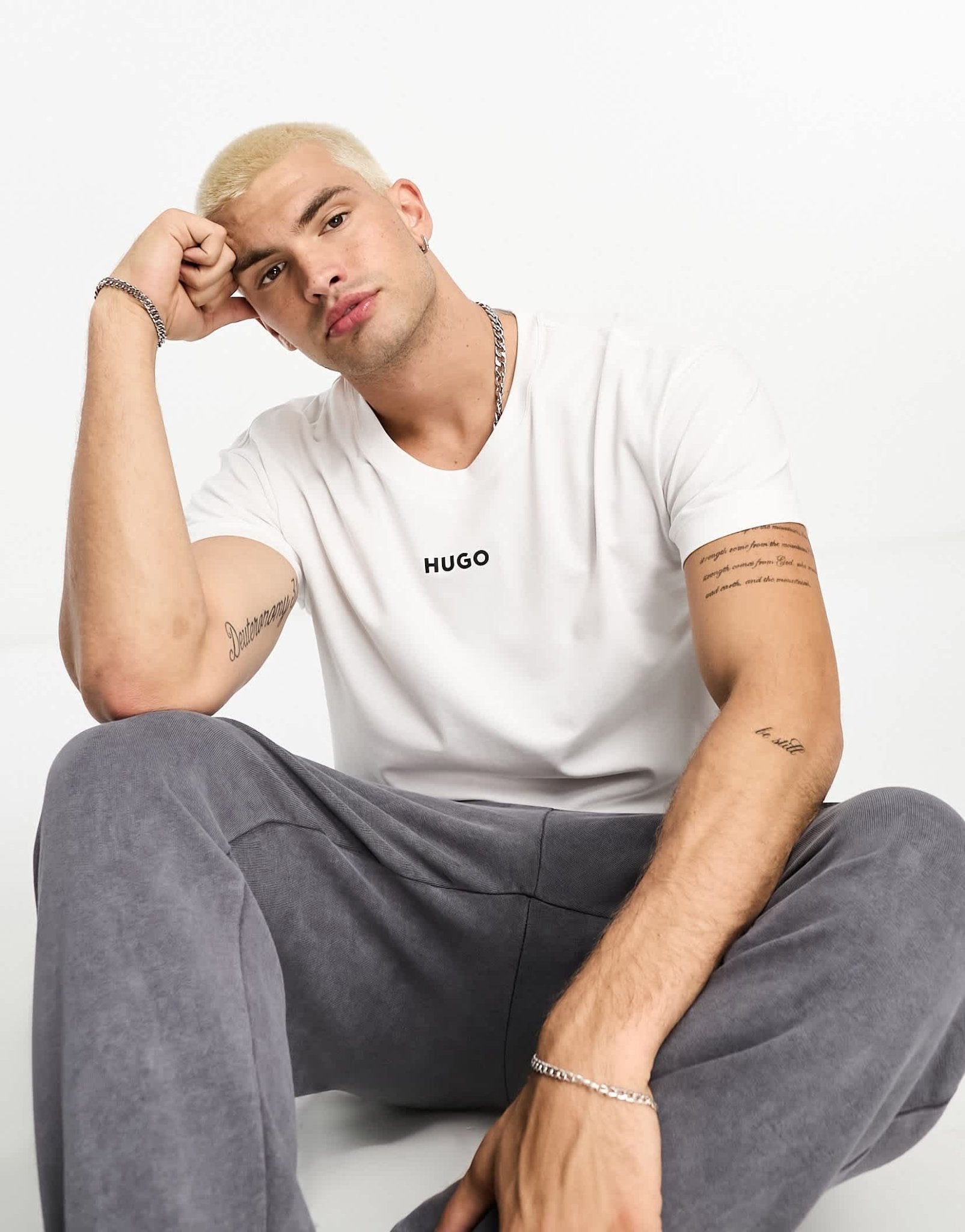 Hugo Bodywear linked t-shirt in white - ASOS Sample Sale EU Store