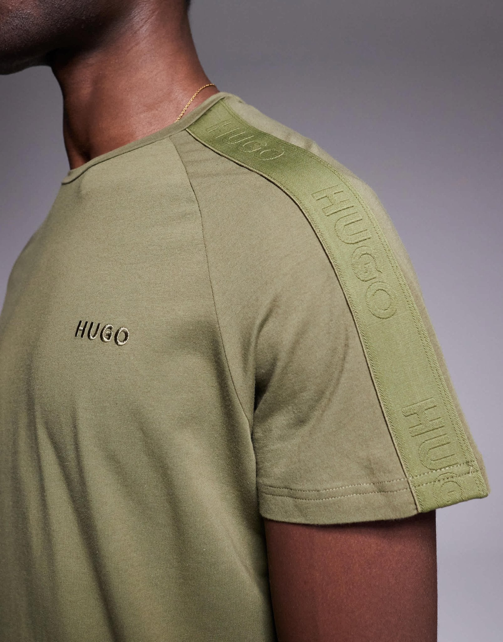 HUGO Bodywear tonal logo t-shirt in dark green - ASOS Sample Sale EU Store