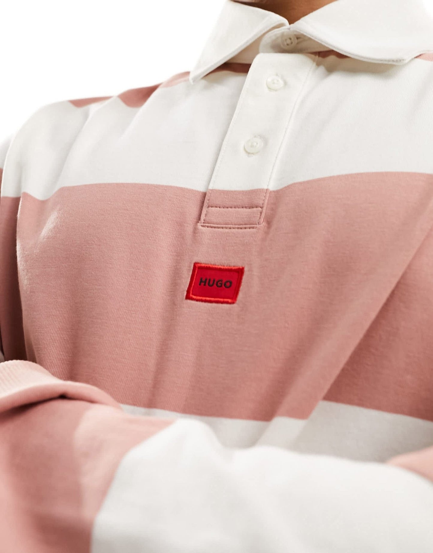 HUGO Diragbi relaxed fit rugby shirt in pink - ASOS Sample Sale EU Store