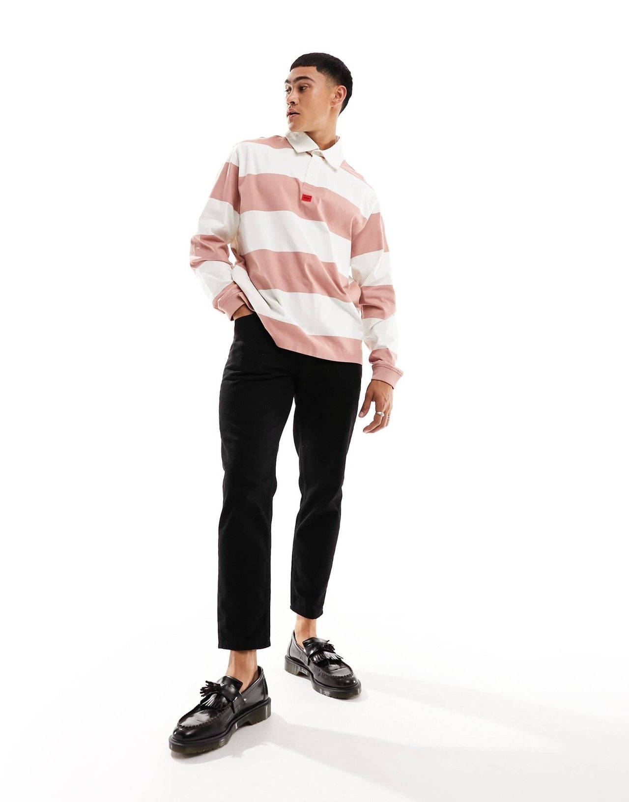 HUGO Diragbi relaxed fit rugby shirt in pink - ASOS Sample Sale EU Store