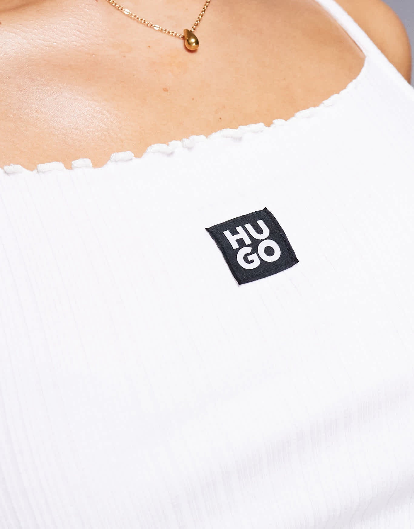 Hugo Red co - ord stacked logo lounge vest in beige - ASOS Sample Sale EU Store