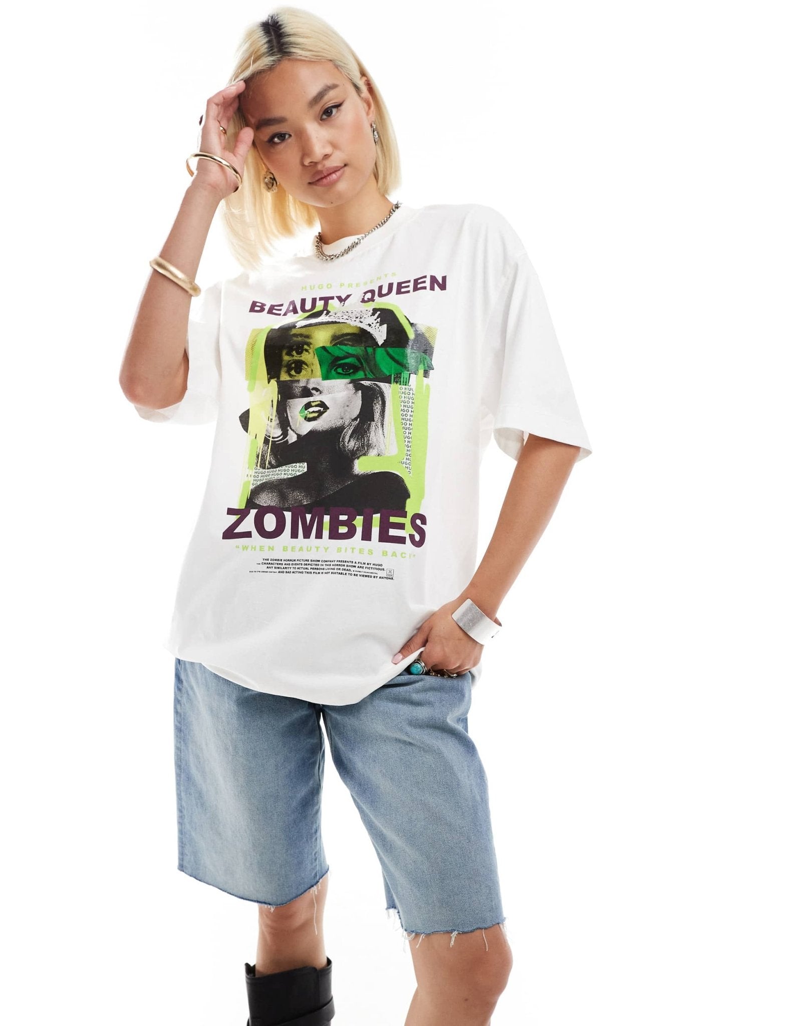 HUGO Red dargex oversized t-shirt in white with poster print - ASOS Sample Sale EU Store