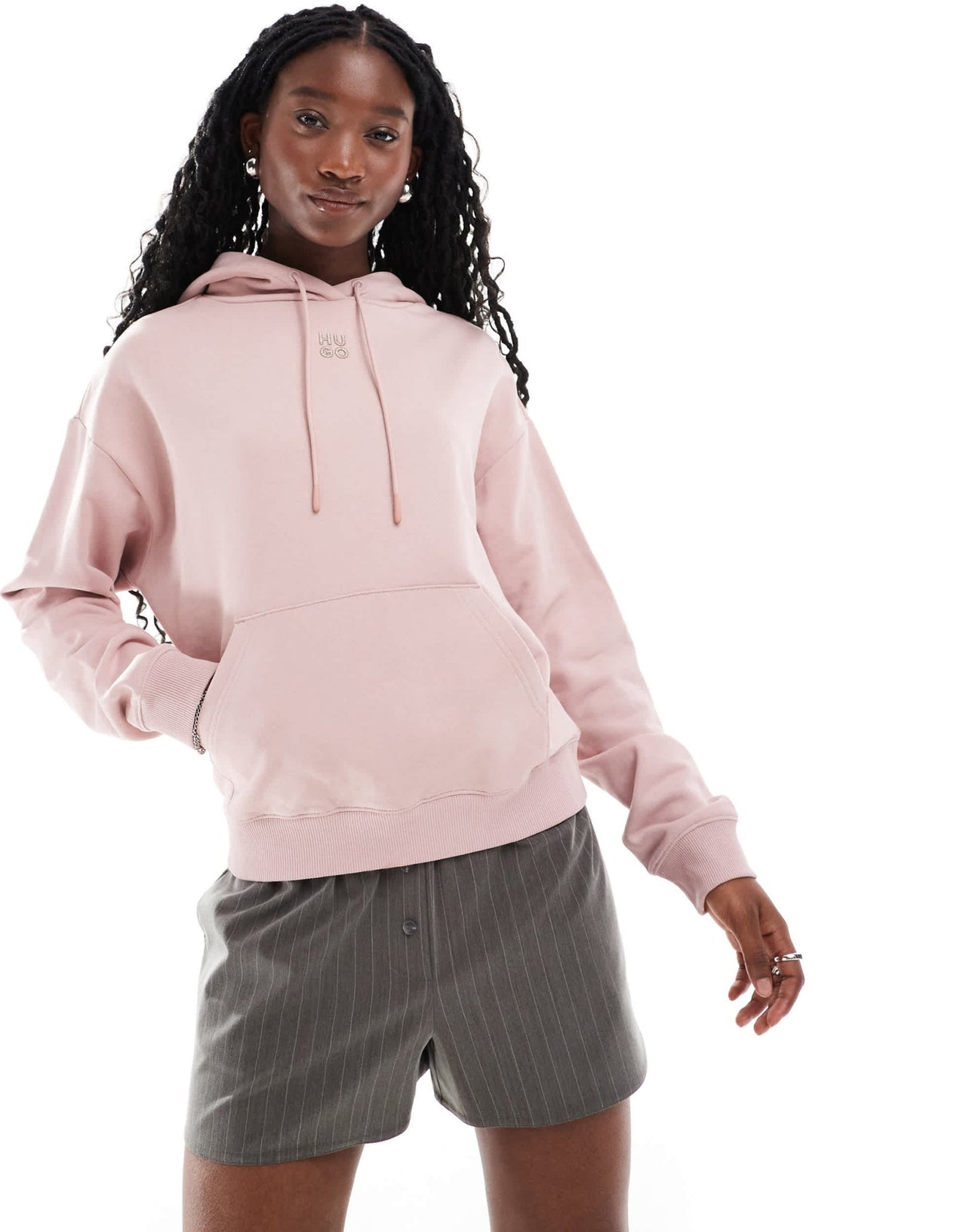 HUGO Red delfinia pullover hoodie in light pink - ASOS Sample Sale EU Store