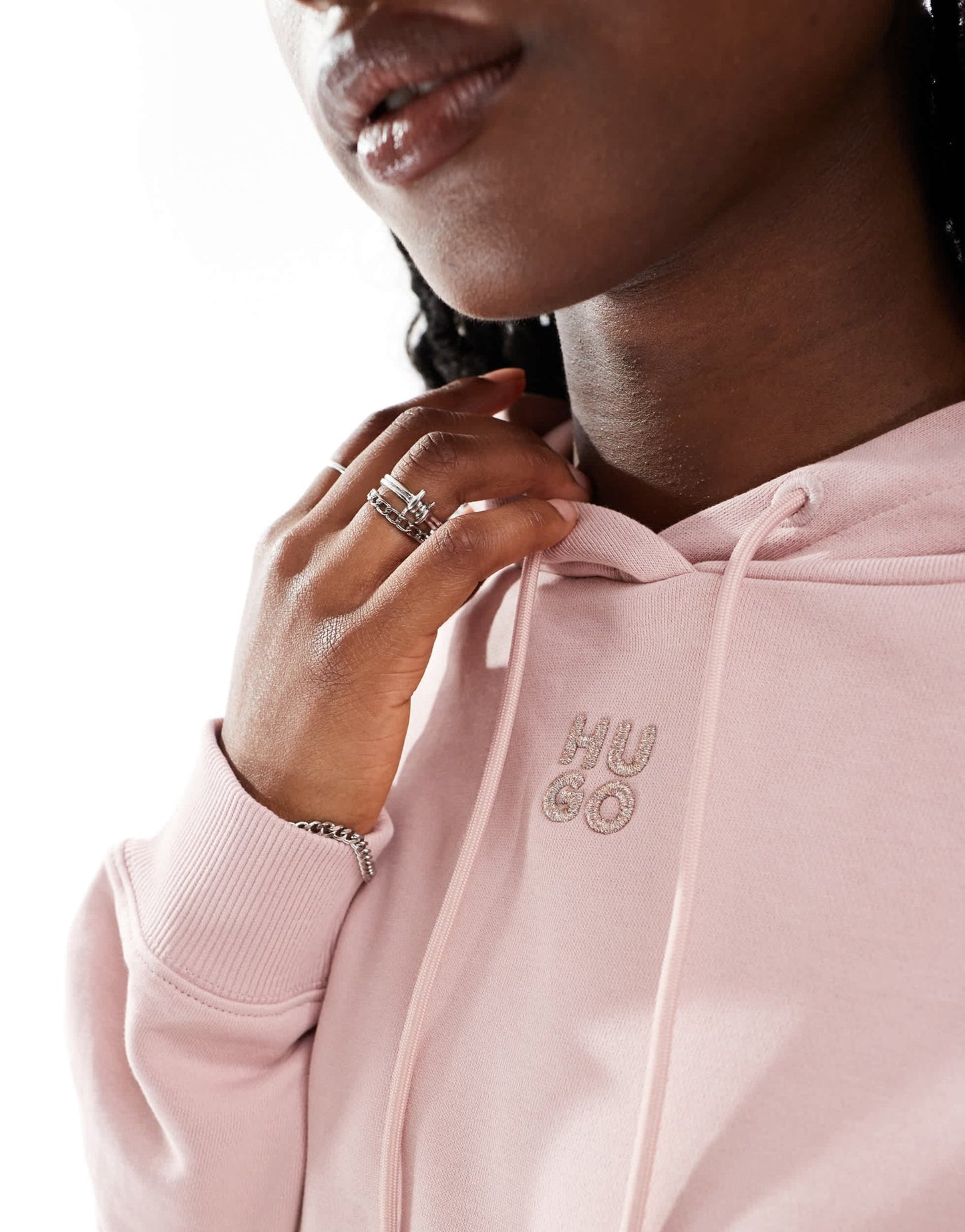 HUGO Red delfinia pullover hoodie in light pink - ASOS Sample Sale EU Store