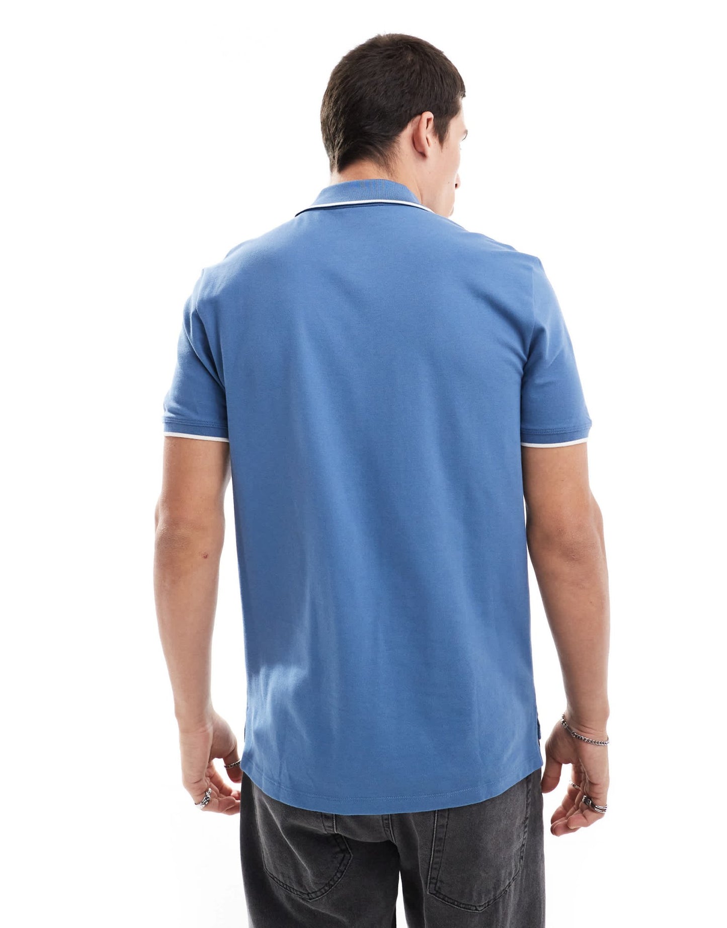 HUGO Red dinoso tipped polo shirt in blue - ASOS Sample Sale EU Store