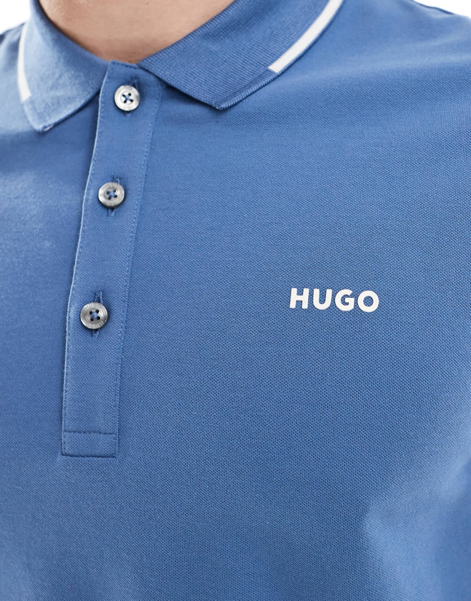 HUGO Red dinoso tipped polo shirt in blue - ASOS Sample Sale EU Store