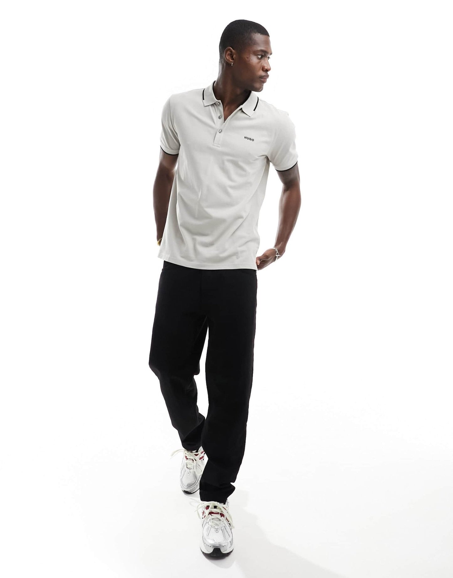 HUGO RED Dinoso tipped polo shirt in grey - ASOS Sample Sale EU Store