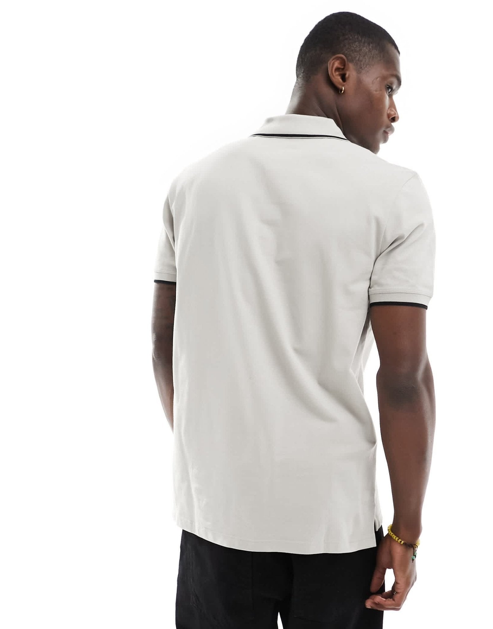 HUGO RED Dinoso tipped polo shirt in grey - ASOS Sample Sale EU Store