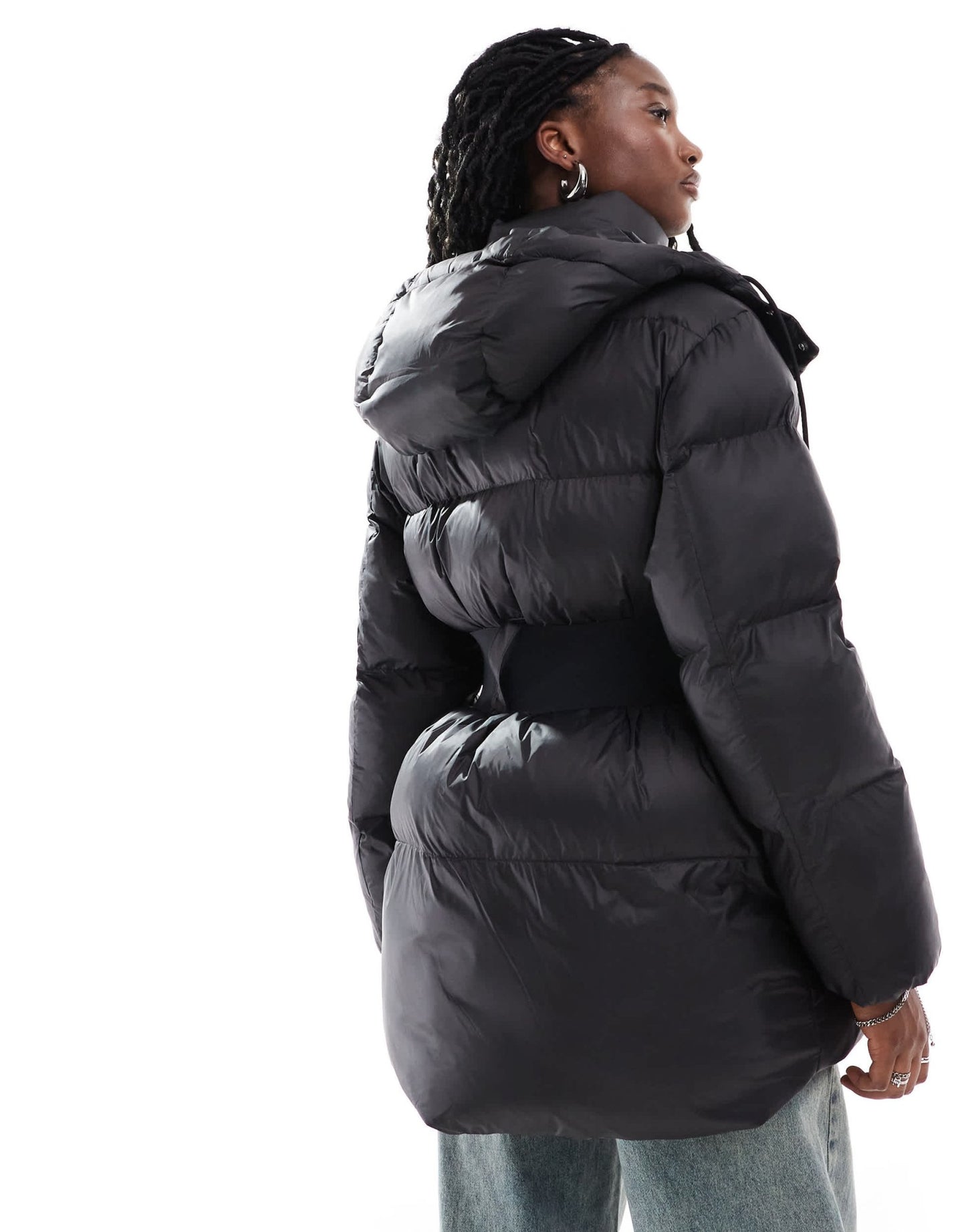 HUGO Red falentina longline puffer jacket with logo belt detail - ASOS Sample Sale EU Store
