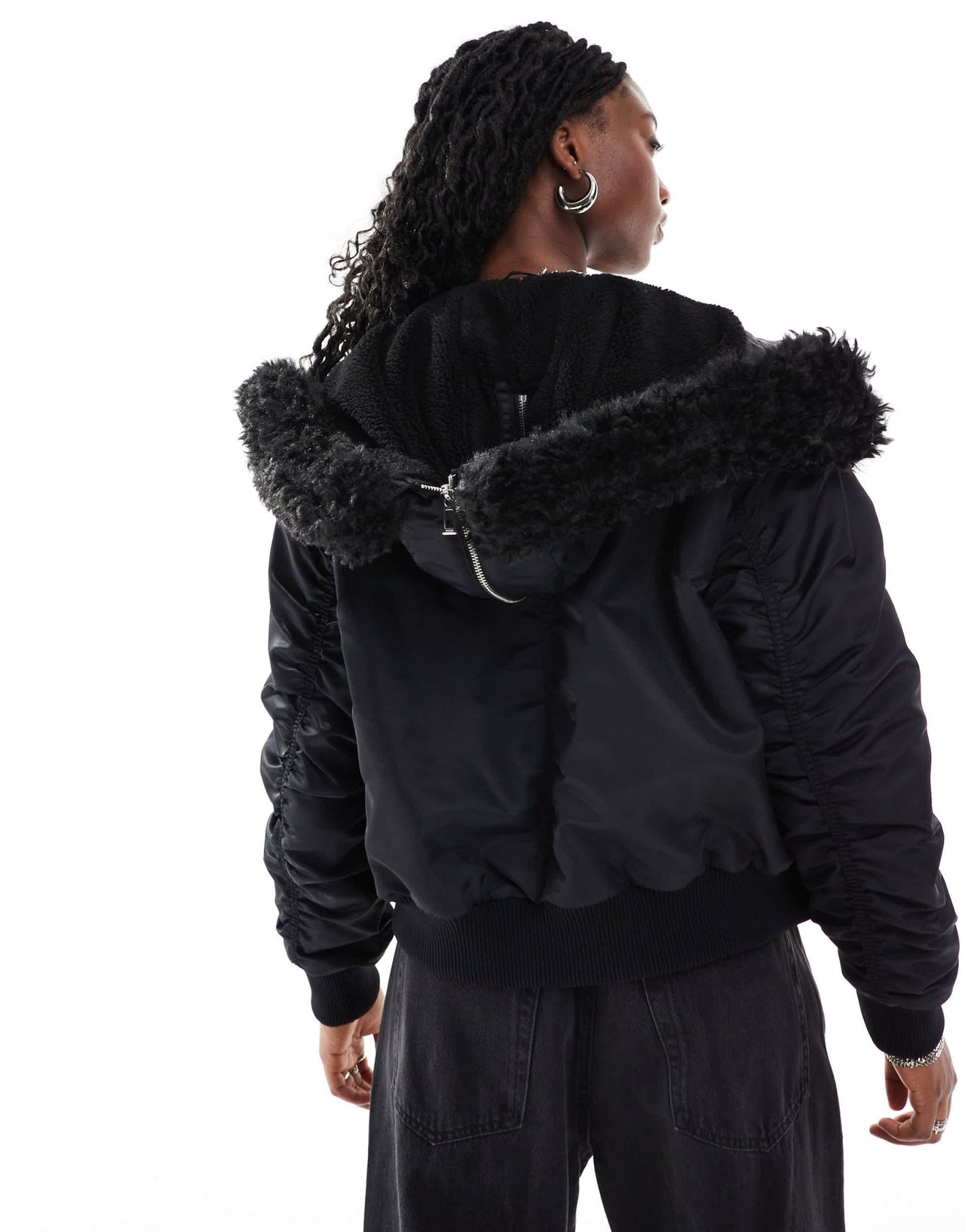 HUGO Red falora hooded bomber jacket in black with zip hood - ASOS Sample Sale EU Store