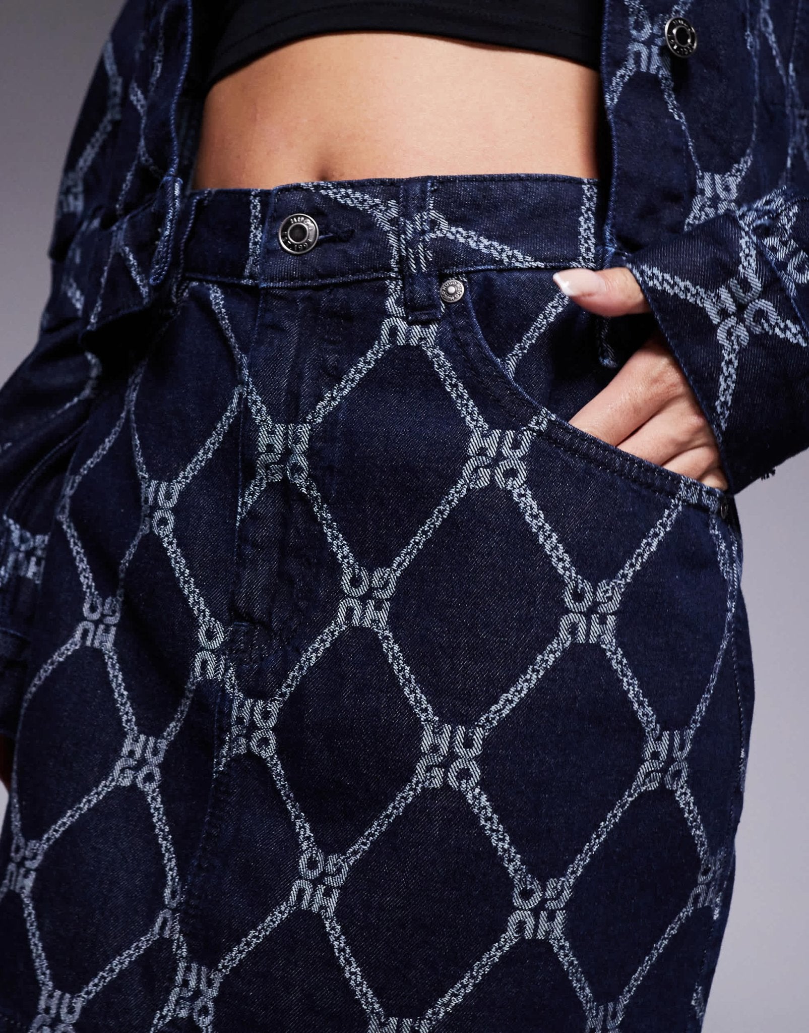 HUGO Red gebisi co - ord printed denim skirt in dark blue - ASOS Sample Sale EU Store