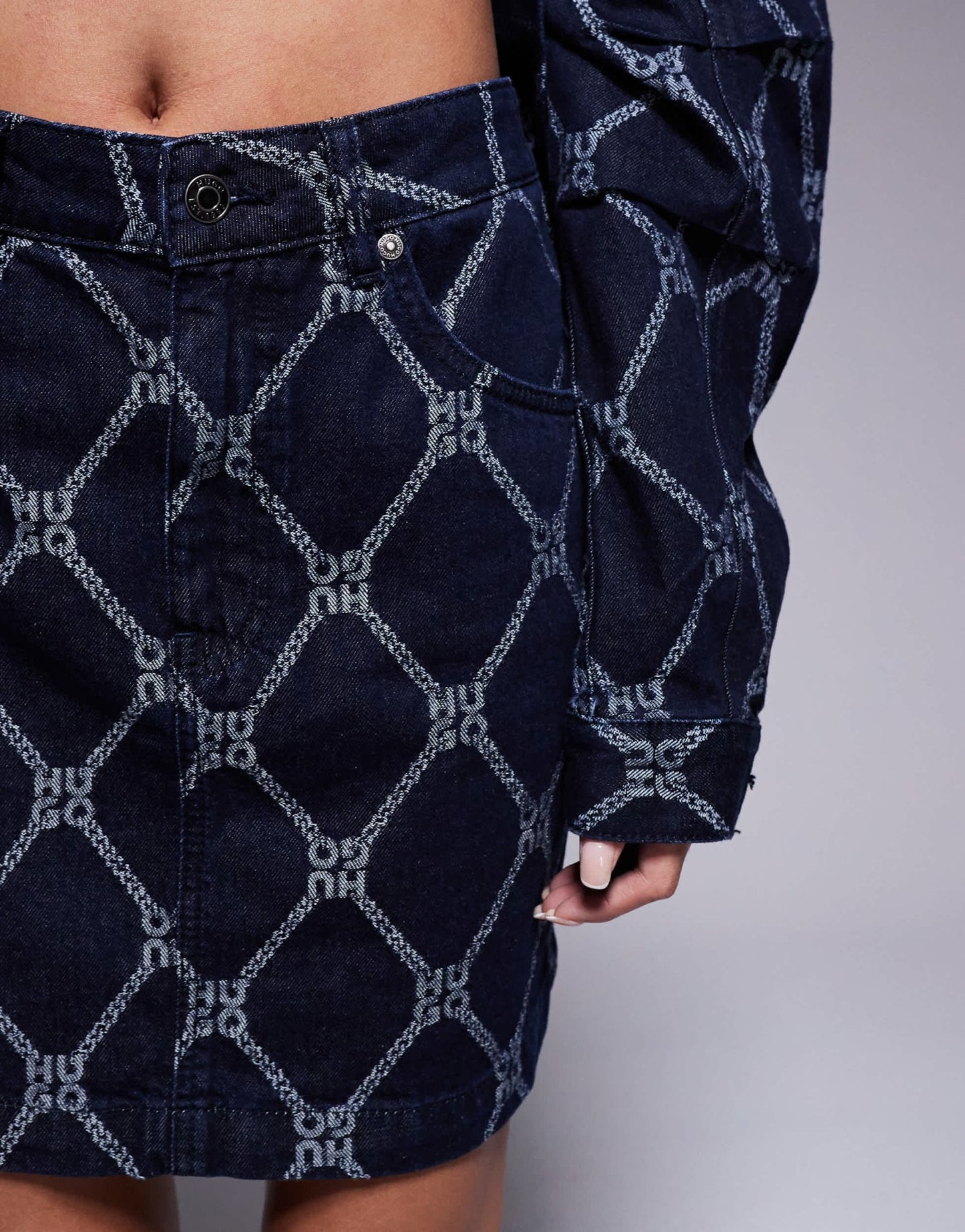 HUGO Red gebisi co - ord printed denim skirt in dark blue - ASOS Sample Sale EU Store