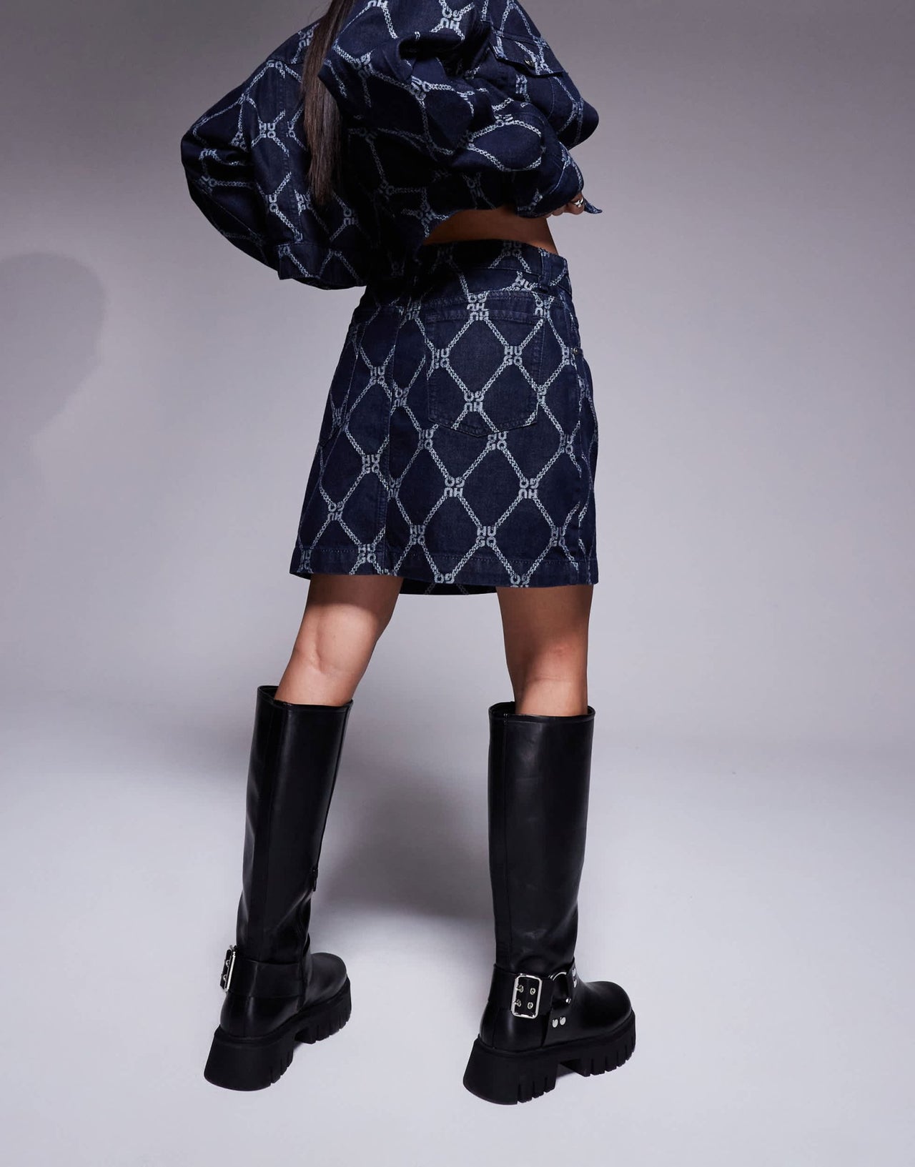 HUGO Red gebisi co - ord printed denim skirt in dark blue - ASOS Sample Sale EU Store