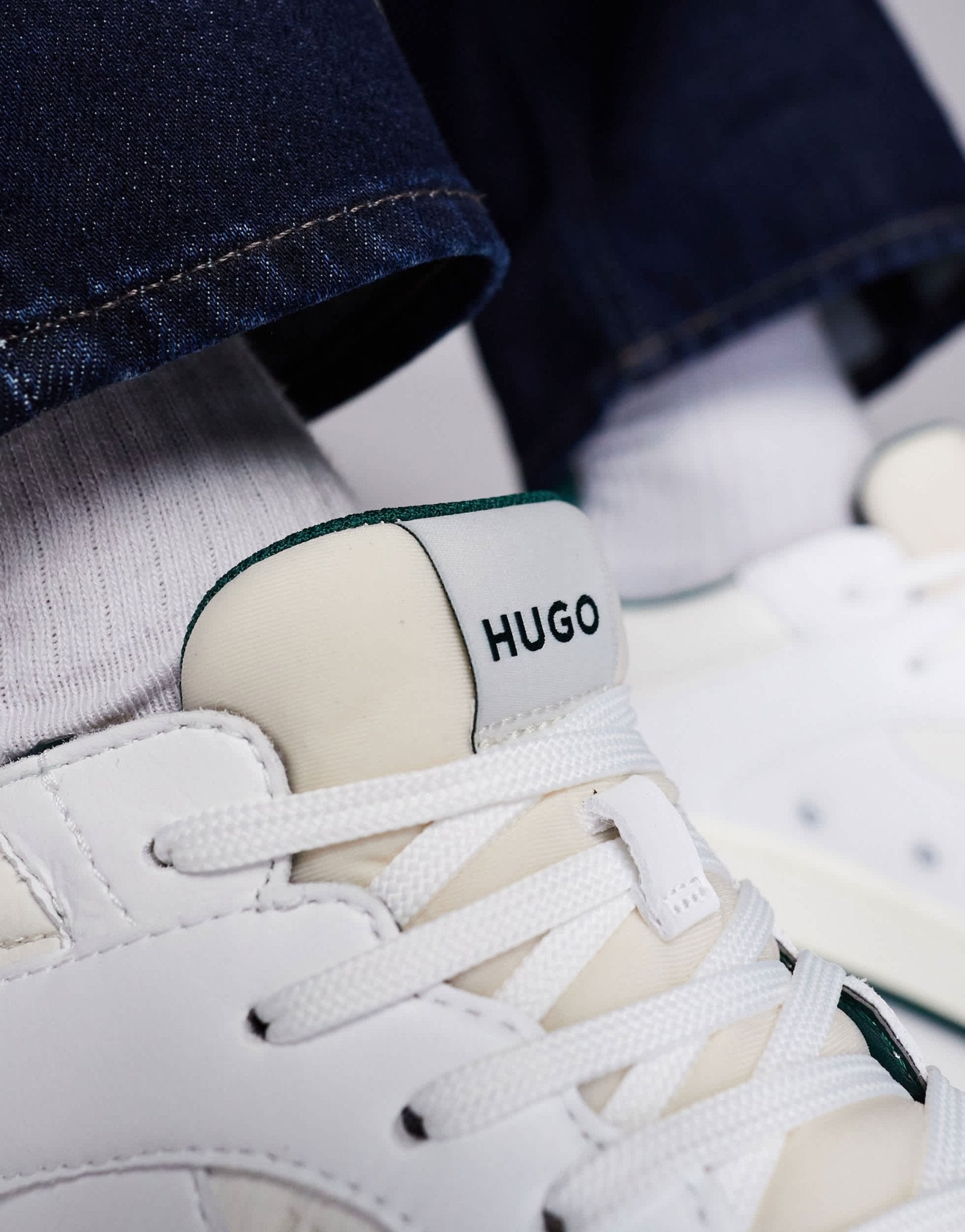 HUGO Red hadrian tenn trainers in white and green - ASOS Sample Sale EU Store
