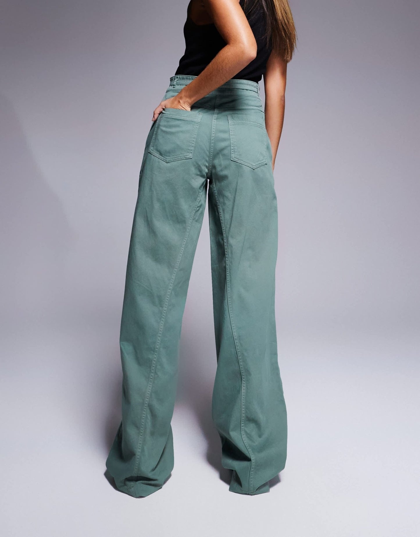 HUGO Red hansana trousers with belt in green - ASOS Sample Sale EU Store