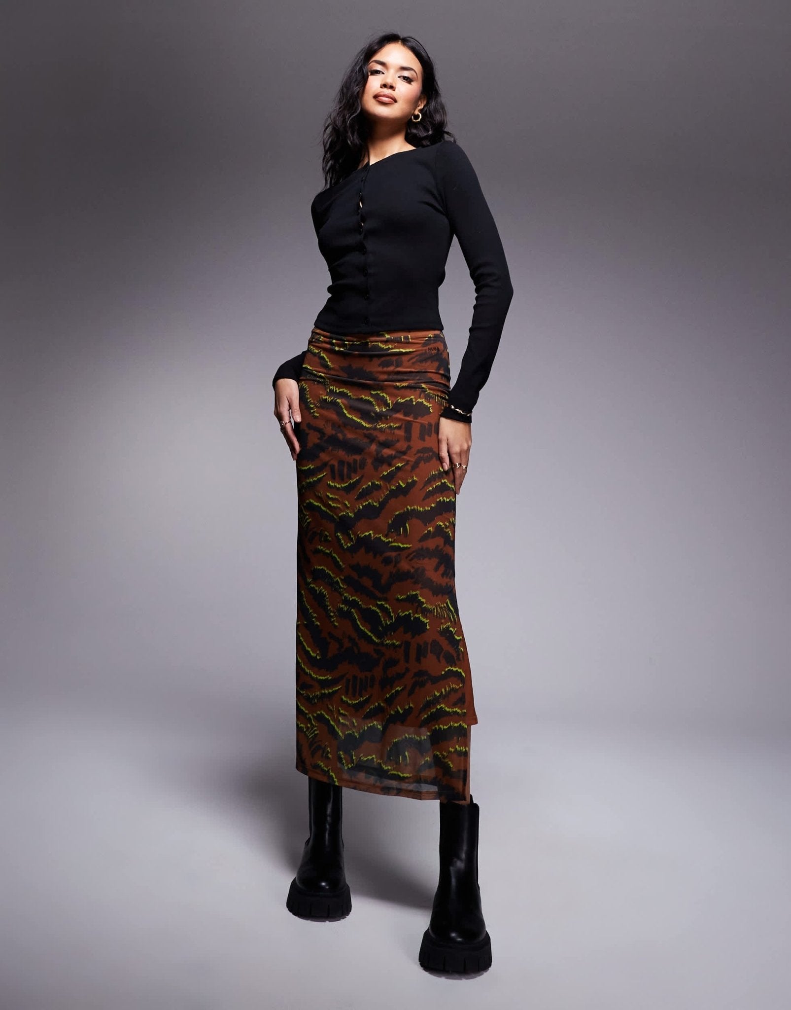 HUGO Red nataris maxi skirt in tiger print - ASOS Sample Sale EU Store