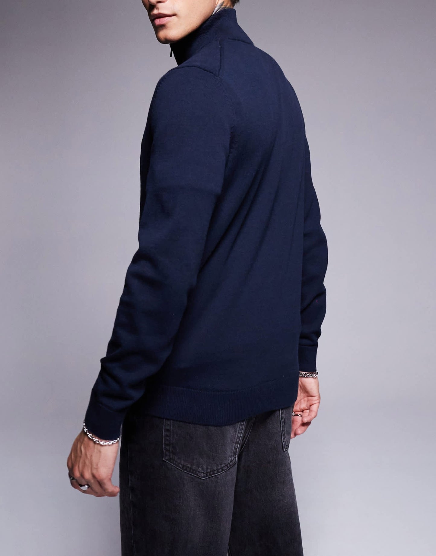 HUGO Red san quintus knitted half zip jumper in navy - ASOS Sample Sale EU Store