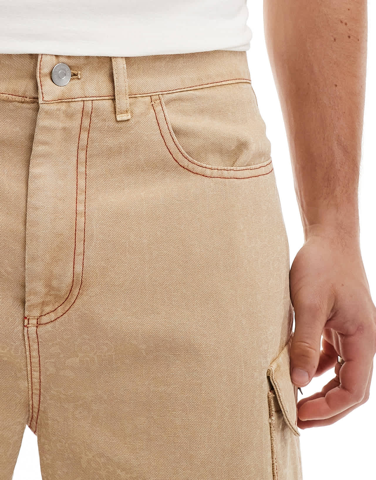 HUGO Red x Les Benjamins loose fit cargo trousers in beige - ASOS Sample Sale EU Store