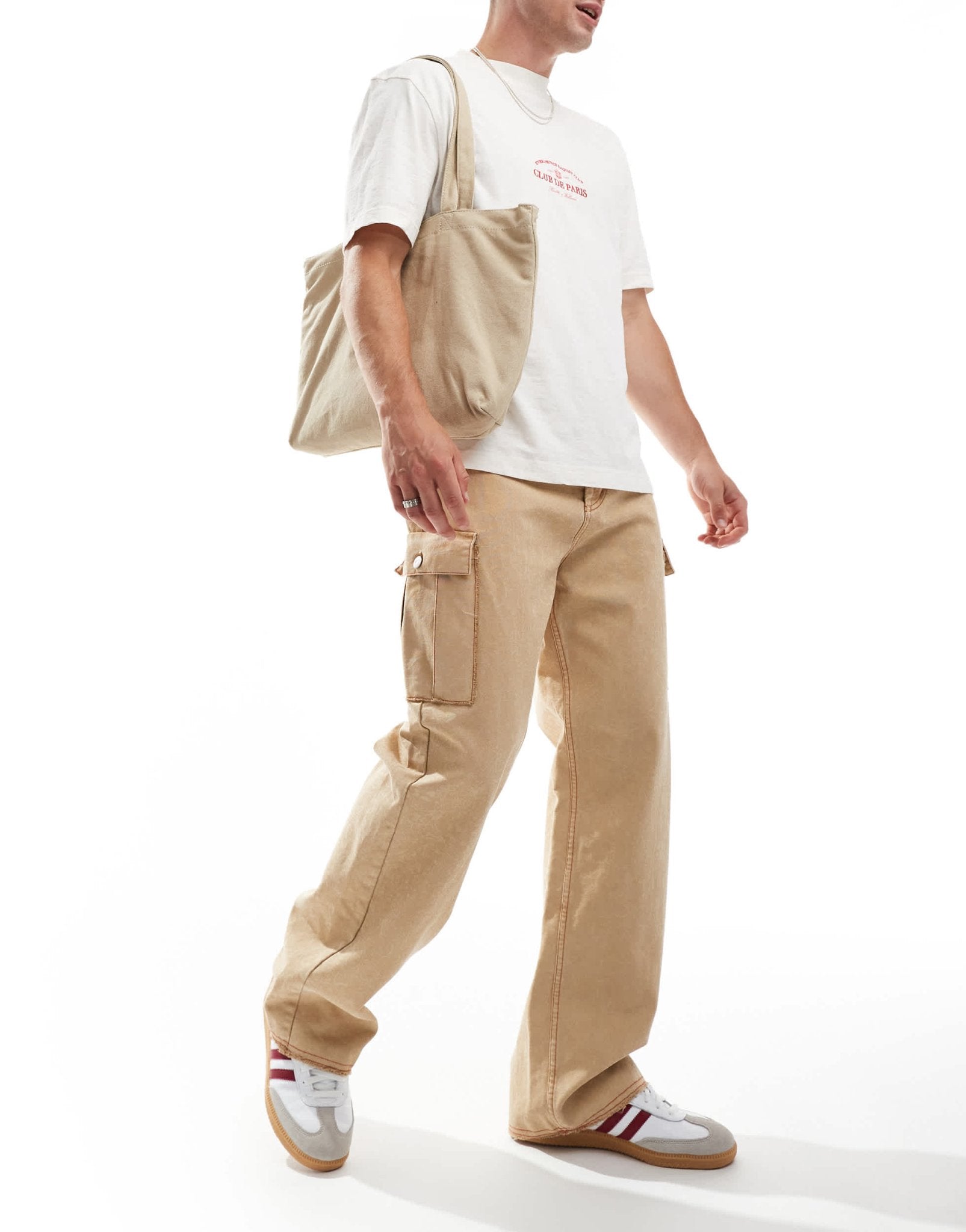 HUGO Red x Les Benjamins loose fit cargo trousers in beige - ASOS Sample Sale EU Store