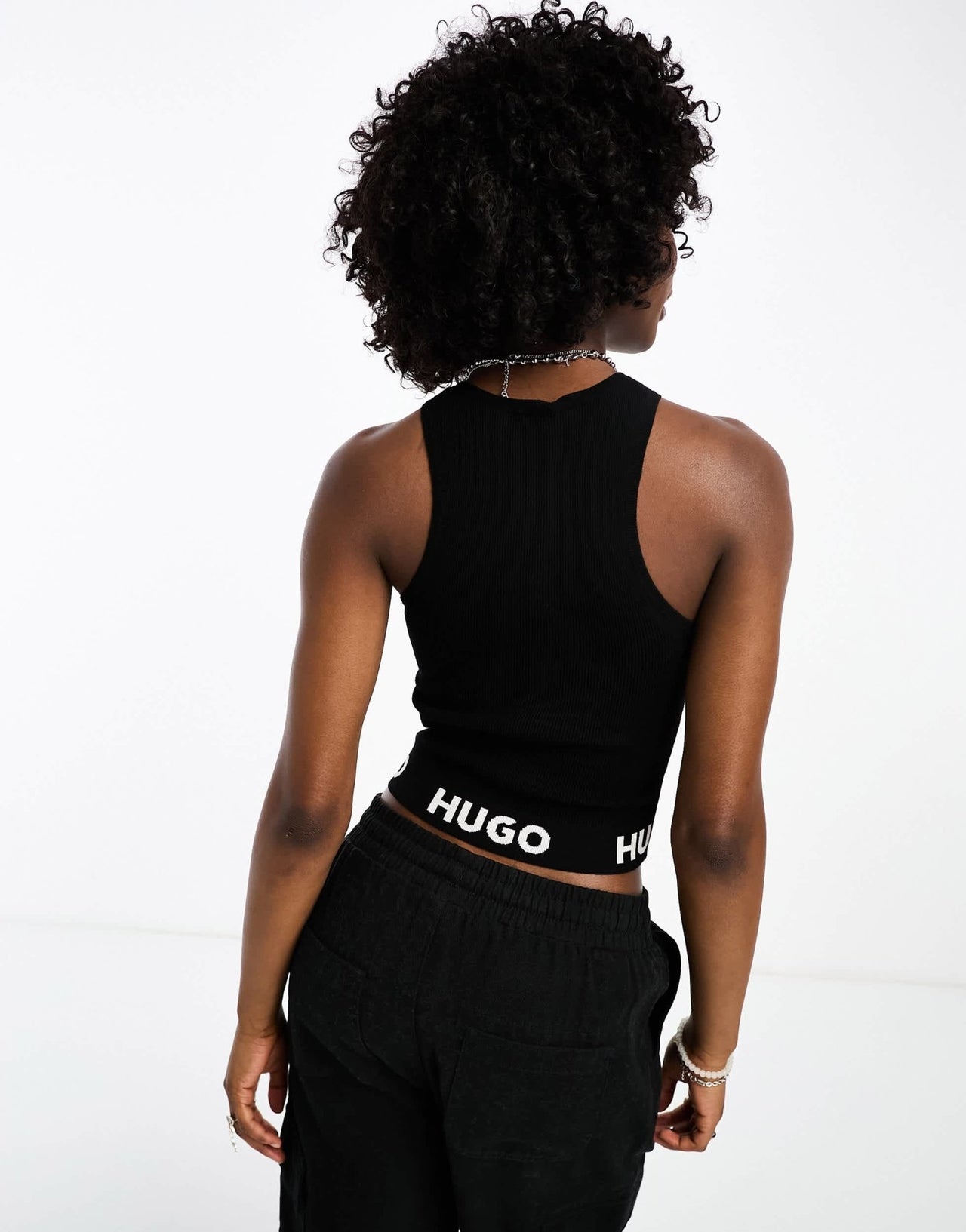 HUGO Sorrelta logo knitted tank top in black - ASOS Sample Sale EU Store