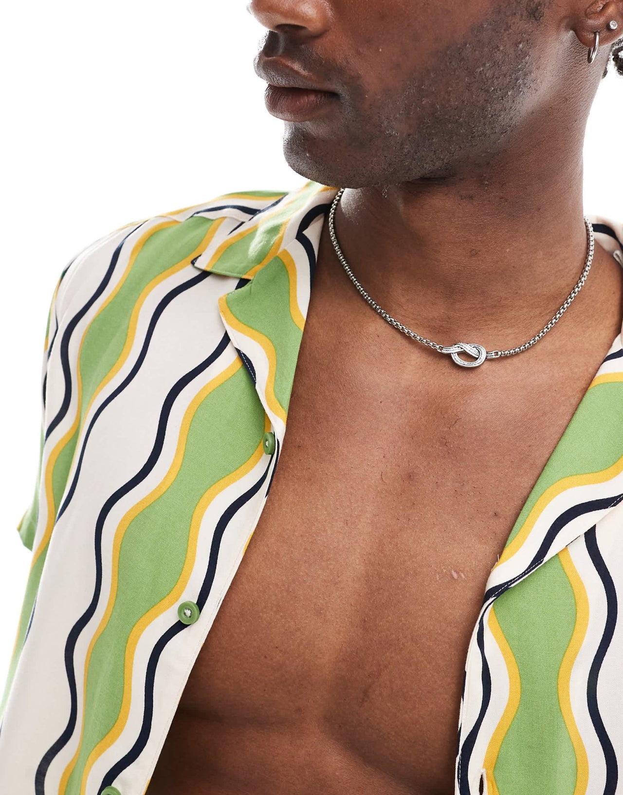 Hunky Trunks wavy stripe beach shIrt co ord in green and white - ASOS Sample Sale EU Store