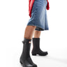 Hunter original short tri colour logo backstrap wellington boot in black