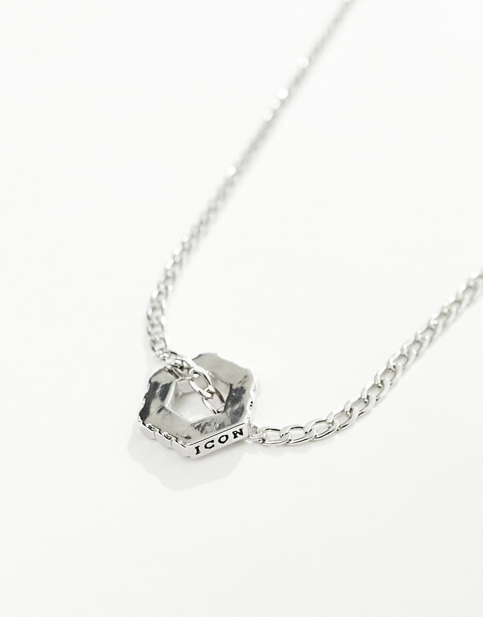 Icon Brand hex pendant necklace in silver - ASOS Sample Sale EU Store