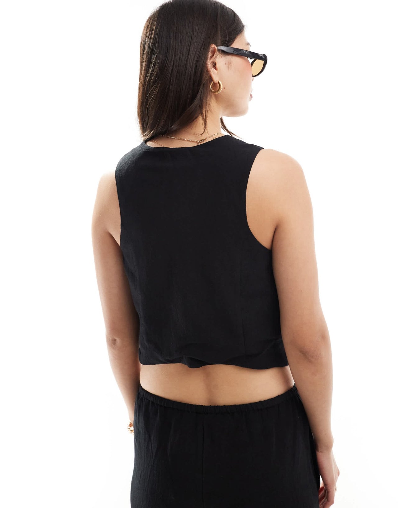 Iisla & Bird double tie beach waistcoat co - ord in black - ASOS Sample Sale EU Store