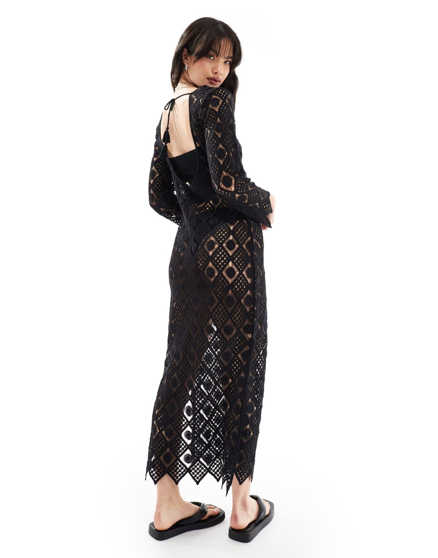 Iisla & Bird Premium maxi crochet beach dress in black - ASOS Sample Sale EU Store
