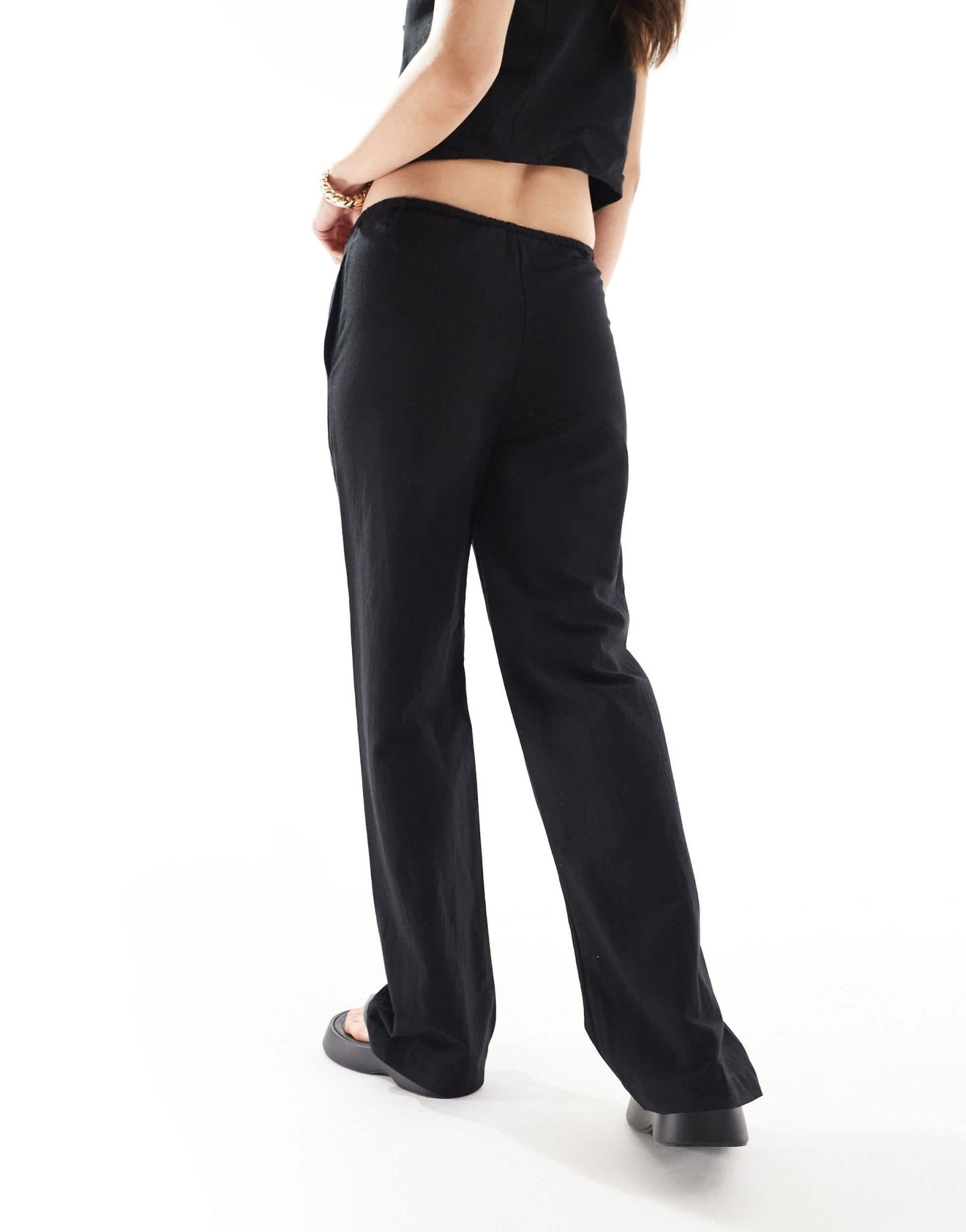 Iisla & Bird skinny waistband beach trouser co - ord in black - ASOS Sample Sale EU Store