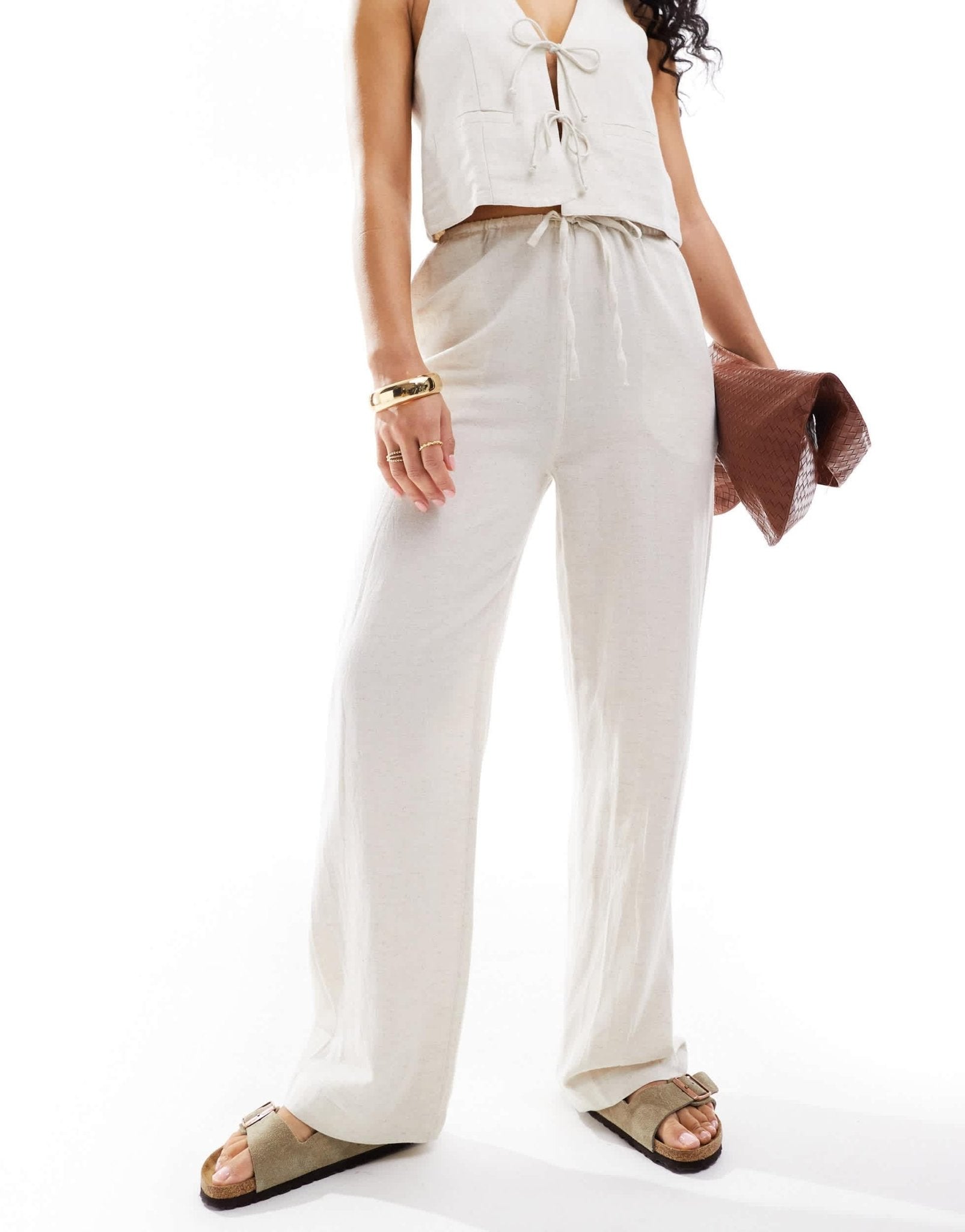 Iisla& Bird skinny waistband beach trouser co - ord in stone - ASOS Sample Sale EU Store