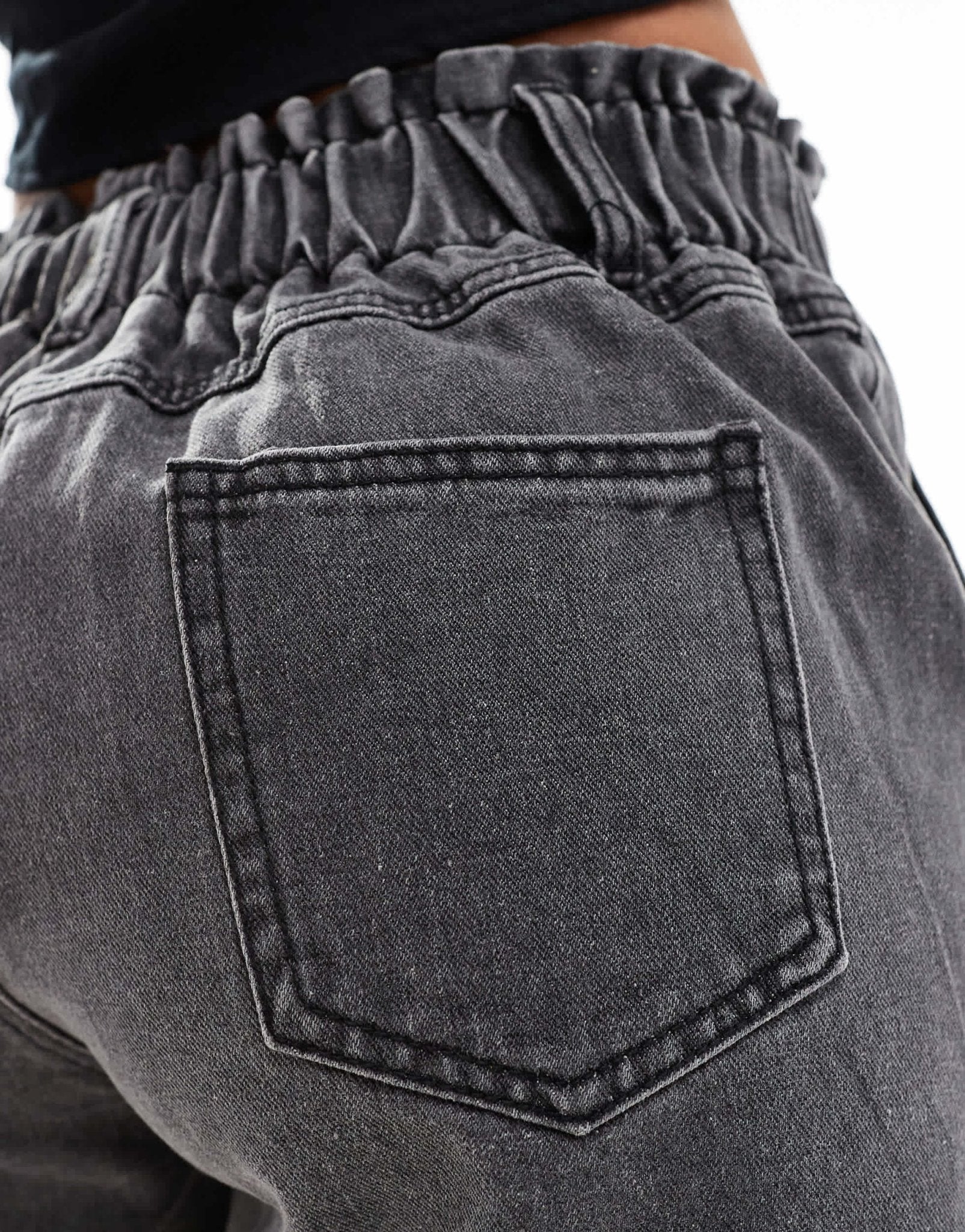 In The Style elasticated waist denim paperbag short in grey - ASOS Sample Sale EU Store