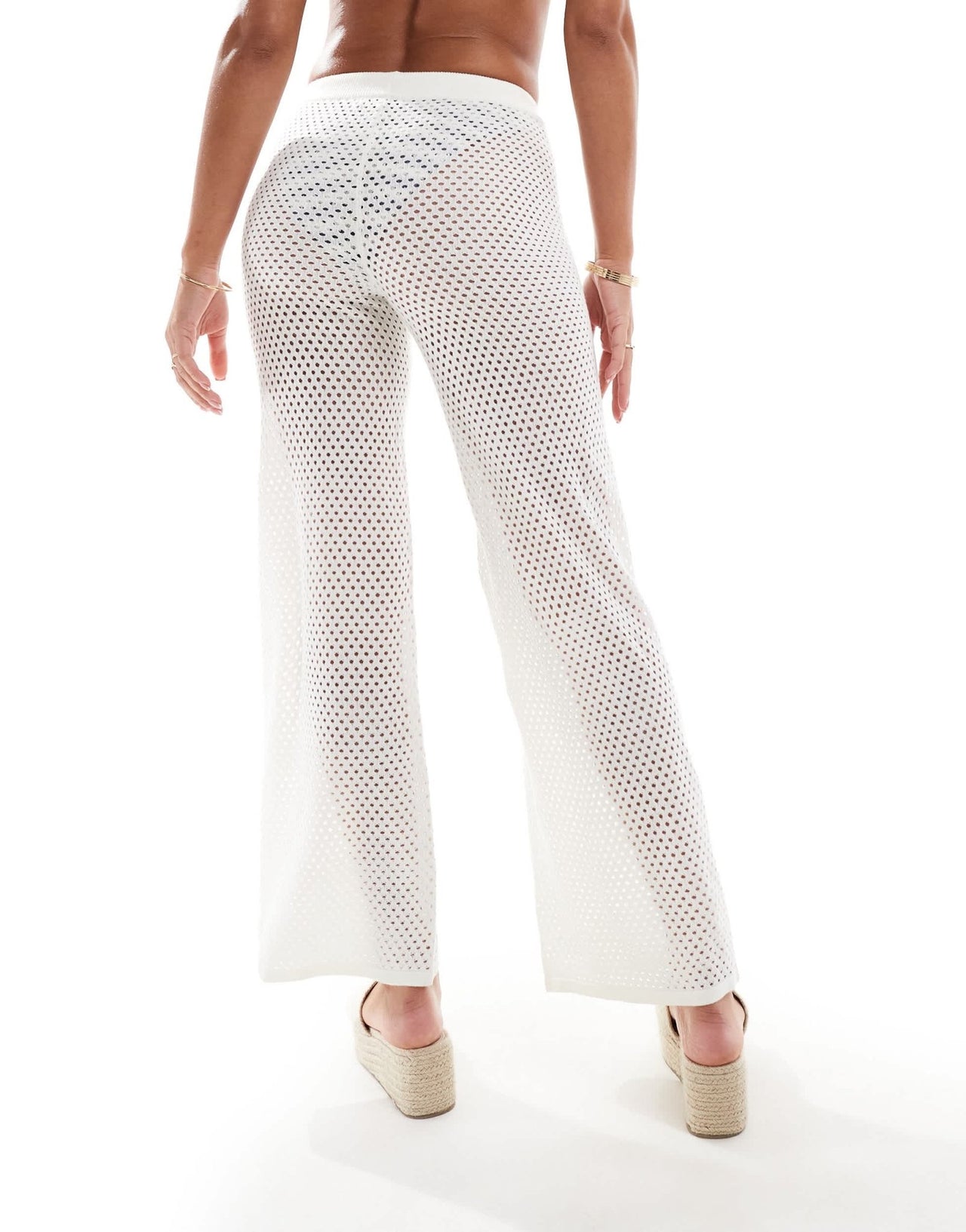 In The Style exclusive crochet wide leg beach trousers in white - ASOS Sample Sale EU Store