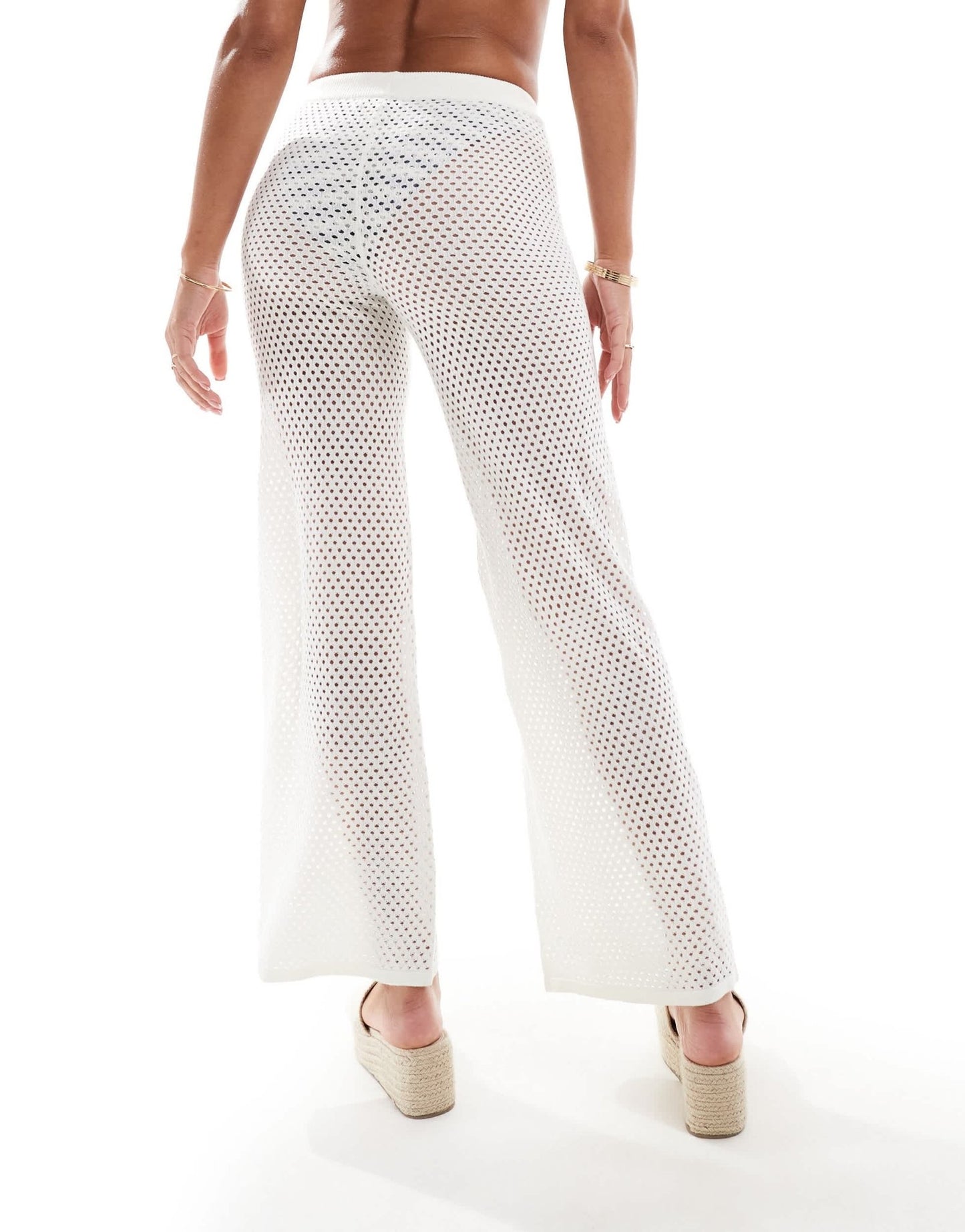 In The Style exclusive crochet wide leg beach trousers in white - ASOS Sample Sale EU Store
