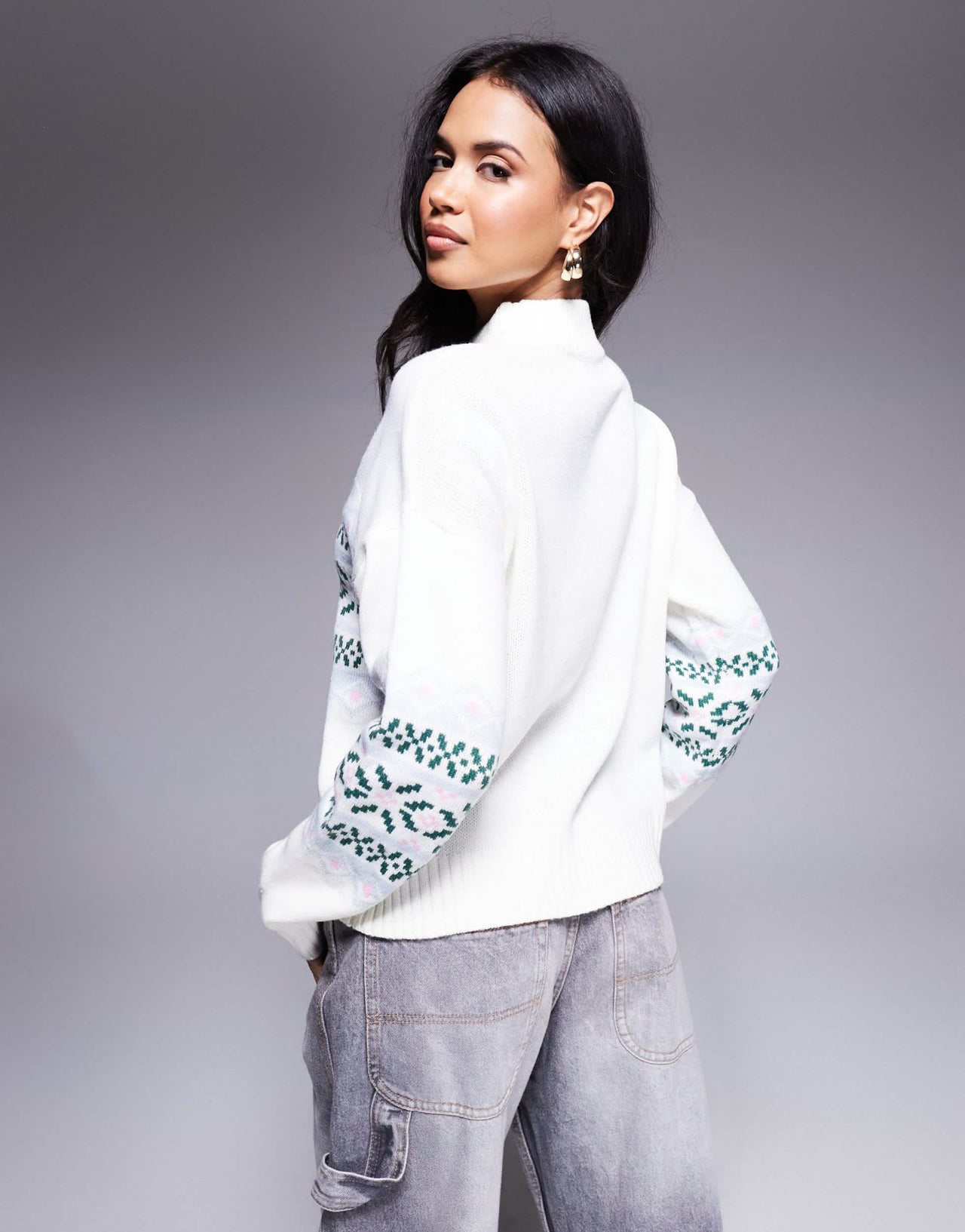 In The Style high neck jumper in cream fairisle print - ASOS Sample Sale EU Store