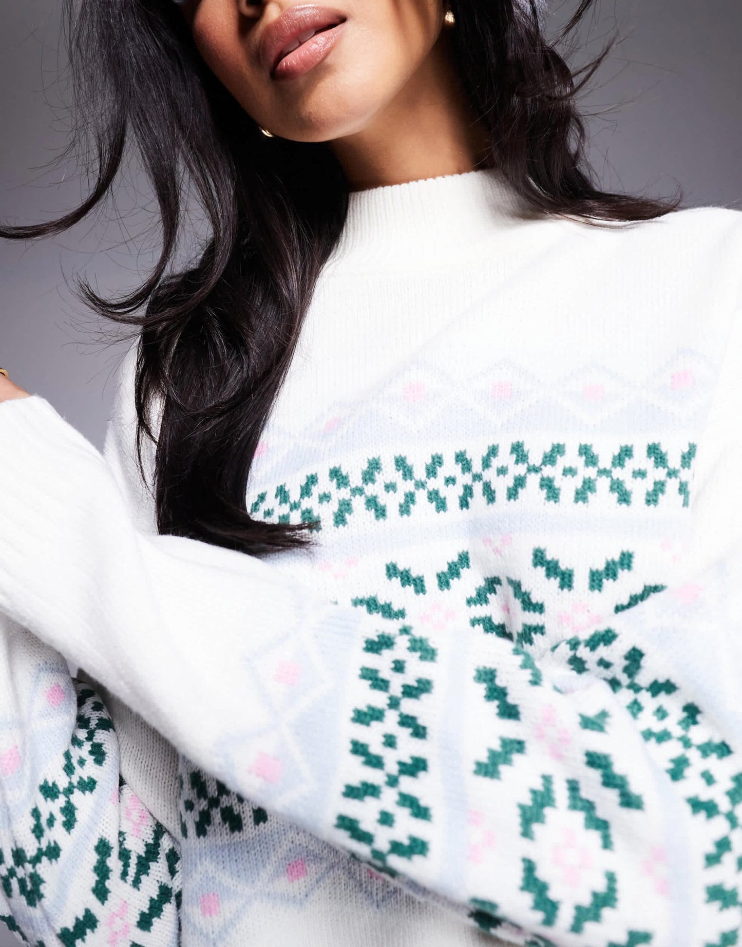 In The Style high neck jumper in cream fairisle print - ASOS Sample Sale EU Store