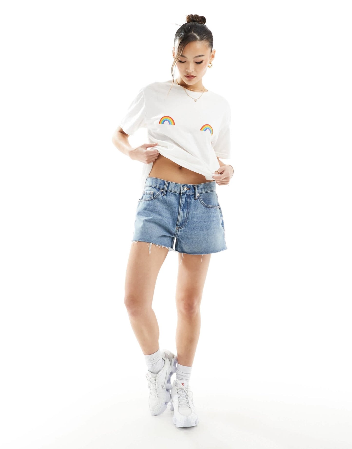 In The Style rainbow graphic t-shirt in white - ASOS Sample Sale EU Store