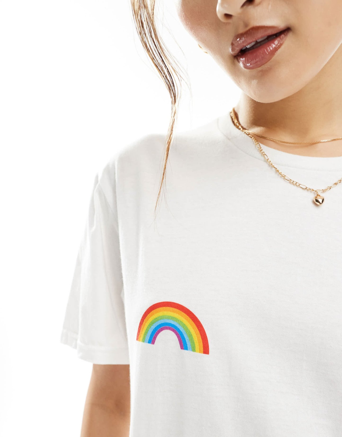 In The Style rainbow graphic t-shirt in white - ASOS Sample Sale EU Store
