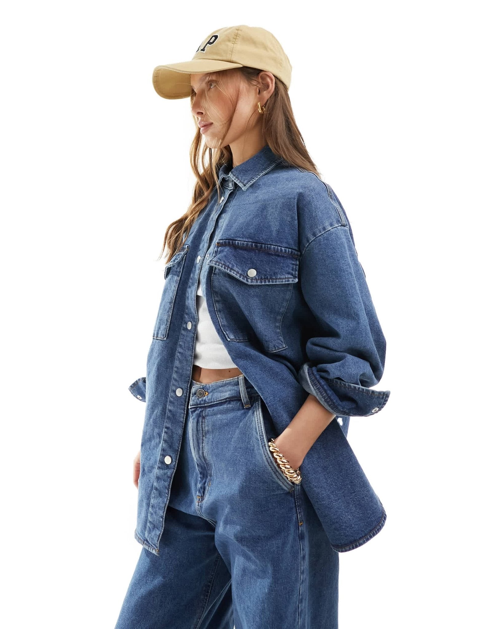 InWear Tonia denim shirt co - ord in vintage blue - ASOS Sample Sale EU Store